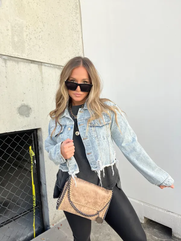 DISTRESSED DENIM JACKET sold by Chic by Ally B