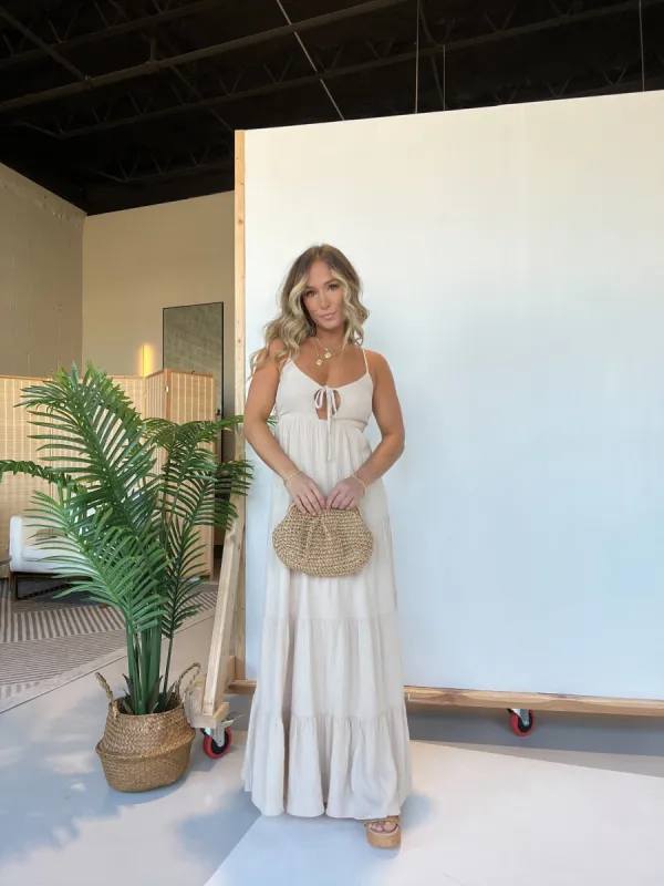 Long Nights With You Maxi Dress Beige sold by Chic by Ally B