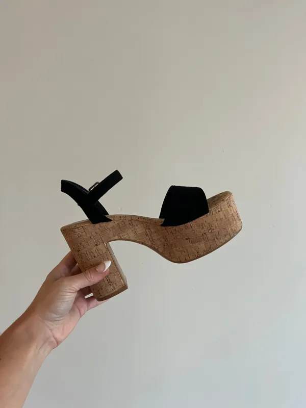 CORK PLATFORM WEDGES BLACK sold by Chic by Ally B