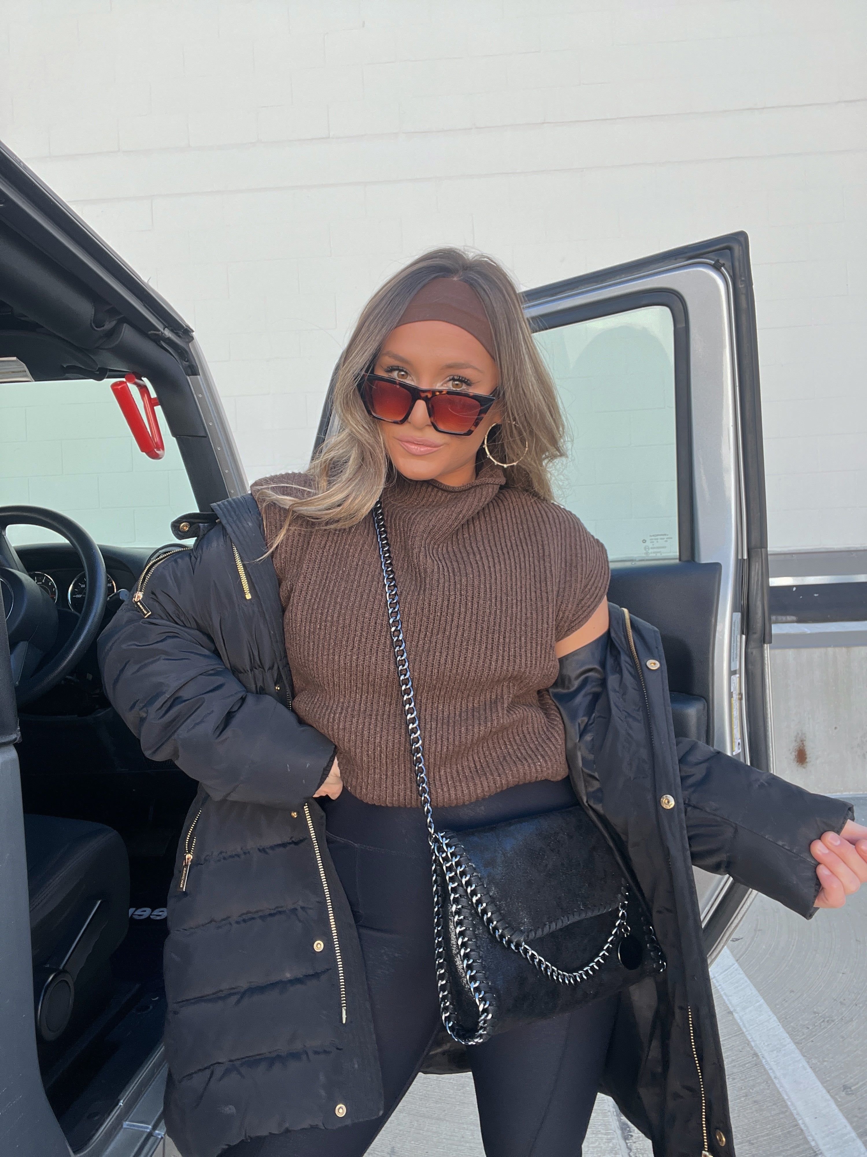 POWER SHOULDER SWEATER VEST BROWN sold by Chic by Ally B product image thumbnail 2