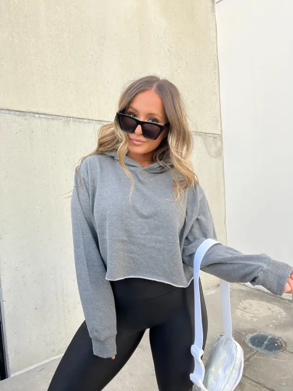 Cozy Crew Cropped Hoodie Dark Grey sold by Chic by Ally B