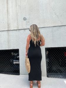 The Perfect Black Ribbed Midi Dress sold by Chic by Ally B