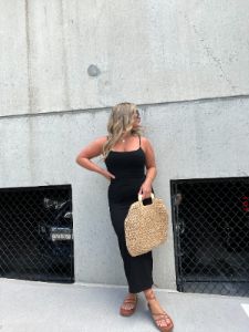 The Perfect Black Ribbed Midi Dress sold by Chic by Ally B