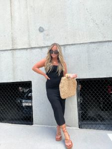 The Perfect Black Ribbed Midi Dress sold by Chic by Ally B