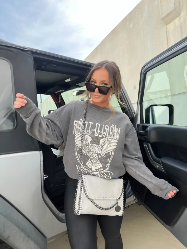 Rock n Roll Ribbed Crewneck Washed Black sold by Chic by Ally B