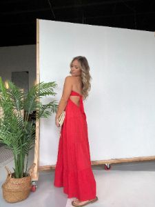 Santorini Strapless Maxi Dress Red sold by Chic by Ally B
