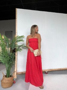 Santorini Strapless Maxi Dress Red sold by Chic by Ally B