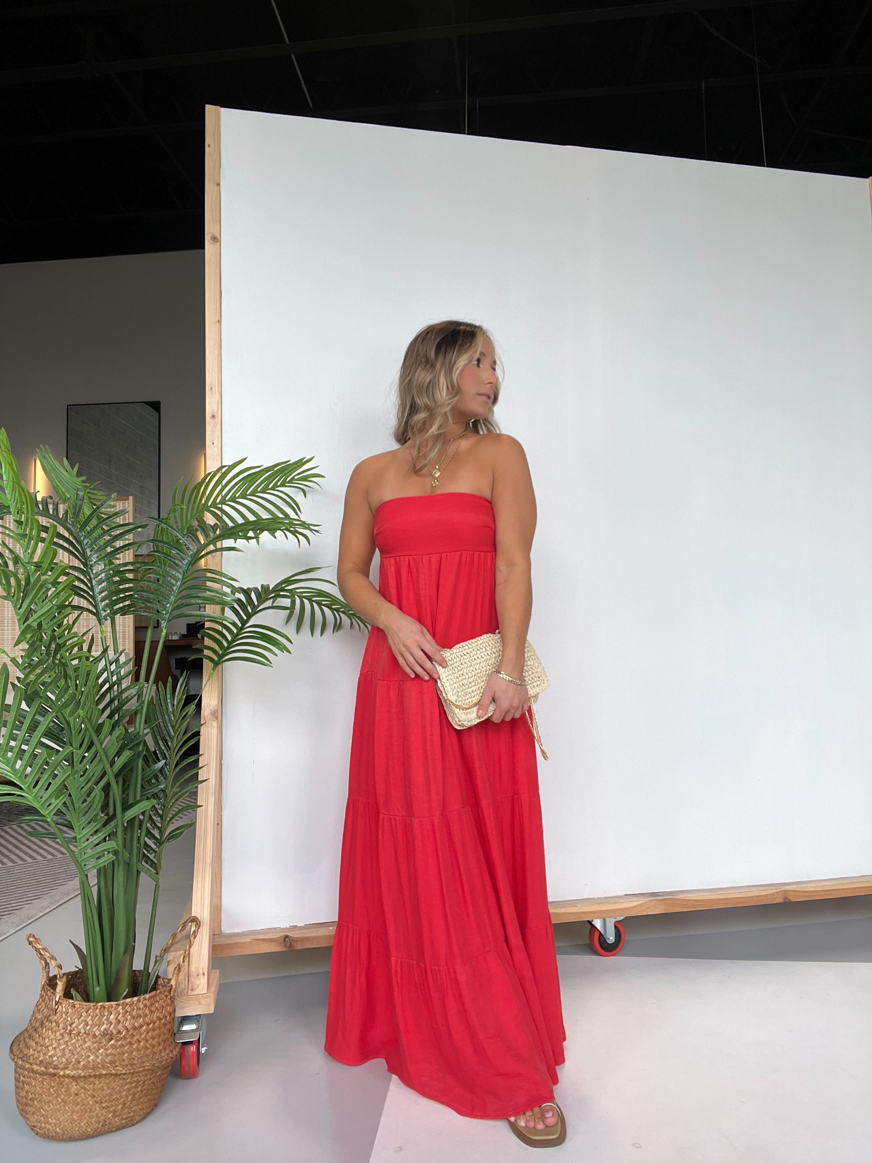 Santorini Strapless Maxi Dress Red sold by Chic by Ally B product image thumbnail 5