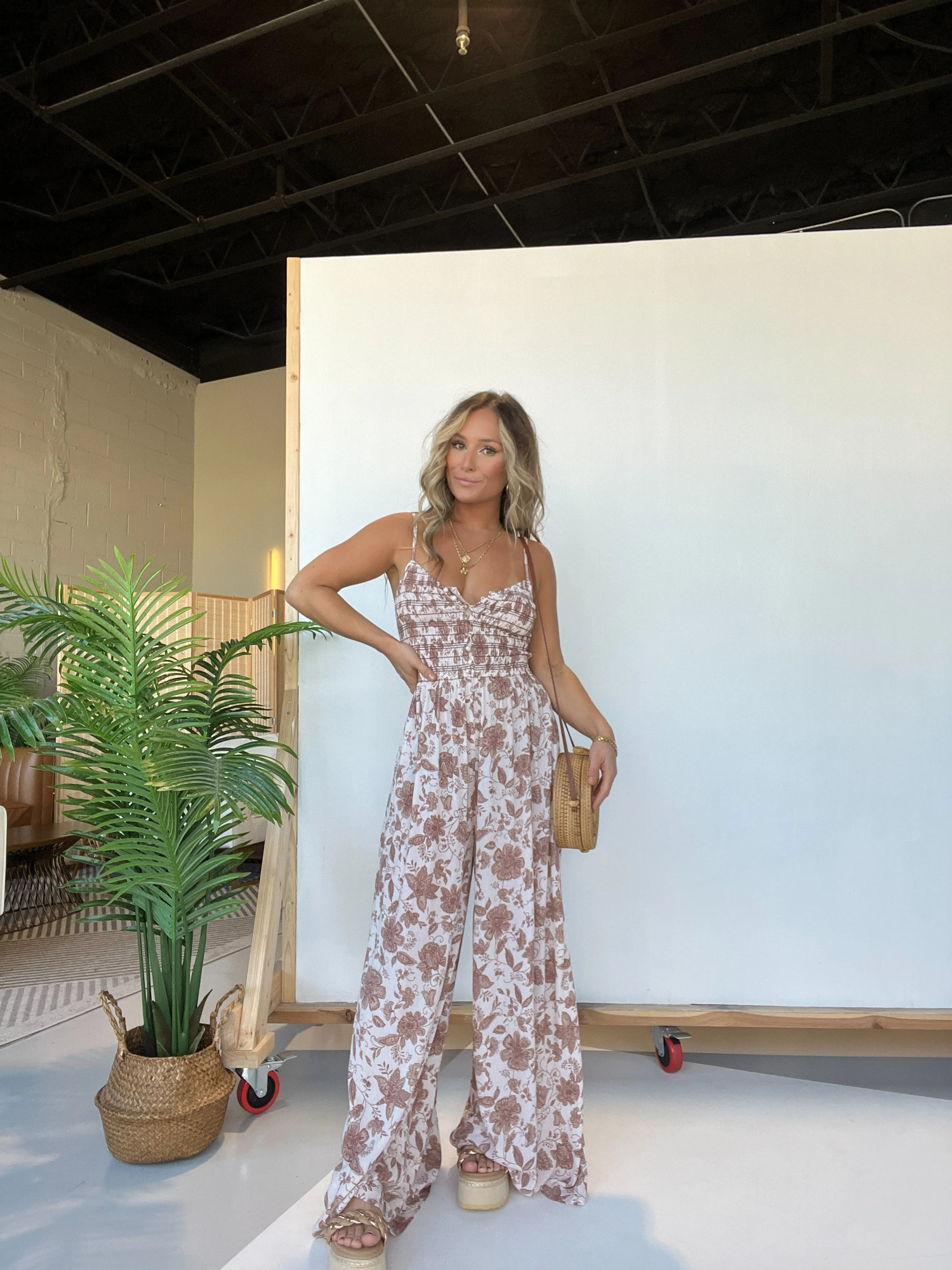 Verity Floral Jumpsuit Cream sold by Chic by Ally B