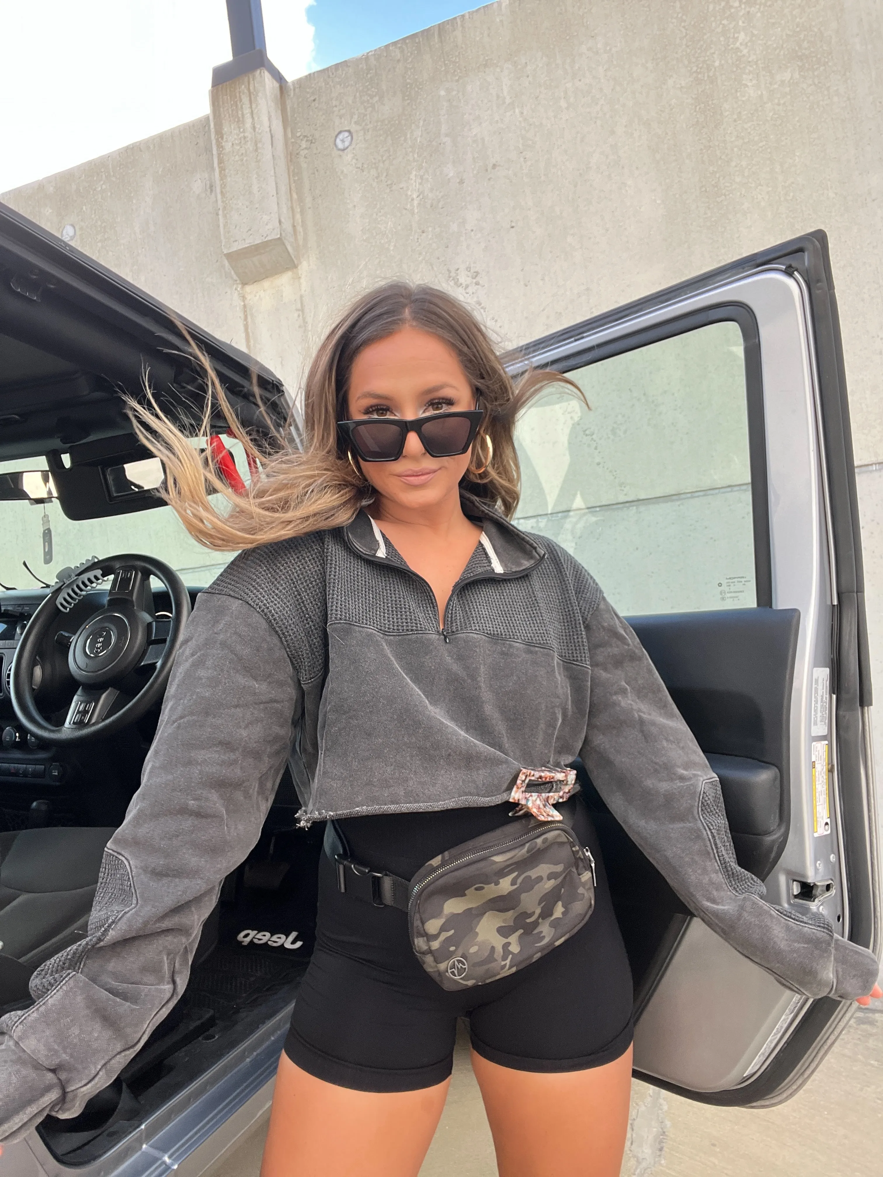 IT'S COMPLICATED CROPPED 1/4 ZIP BLACK sold by Chic by Ally B product image thumbnail 5