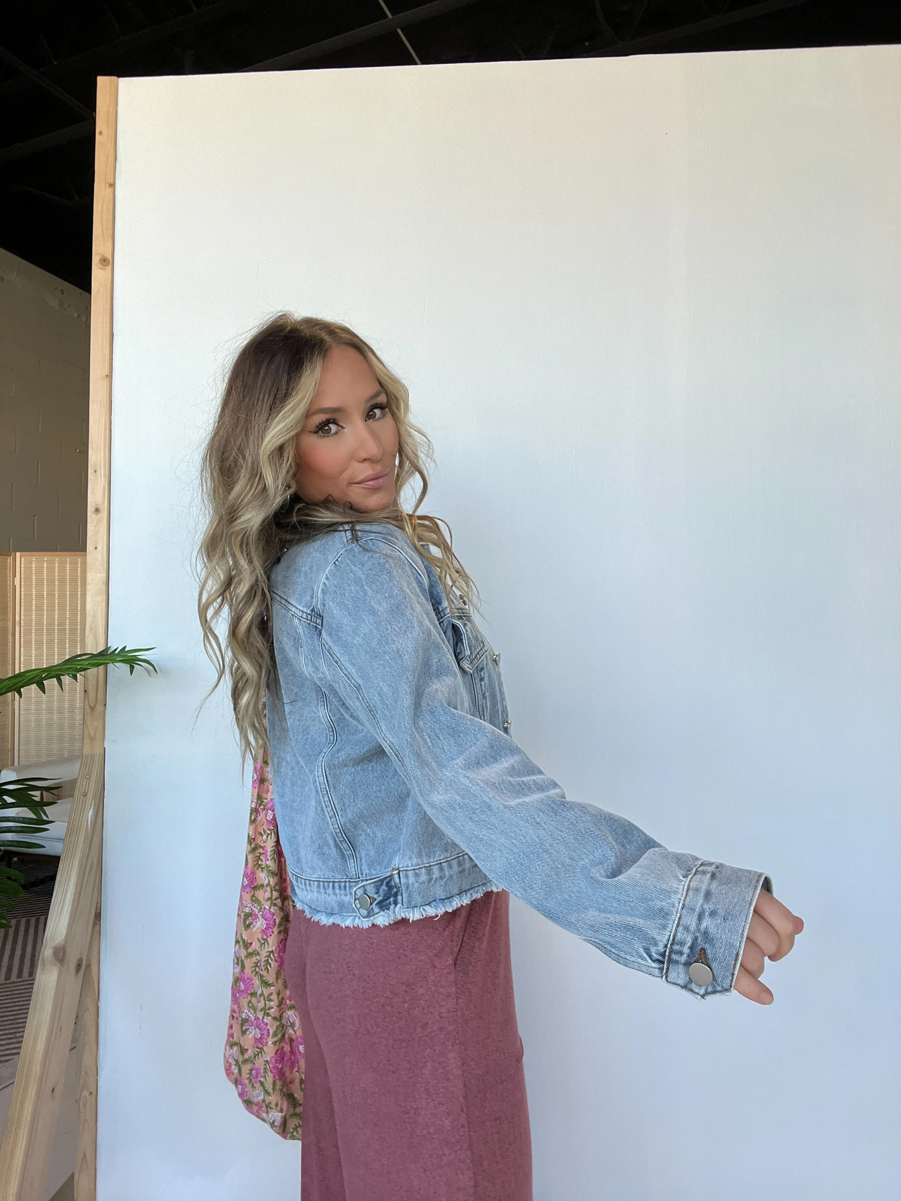 Friendship Distressed Denim Jacket sold by Chic by Ally B product image thumbnail 5