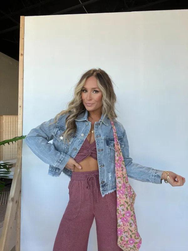 Friendship Distressed Denim Jacket sold by Chic by Ally B