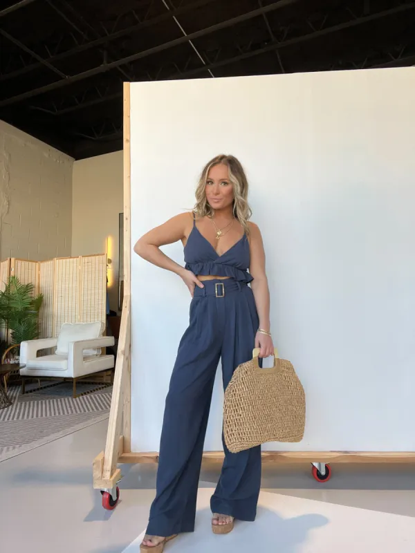 Arabella Woven Set Navy sold by Chic by Ally B