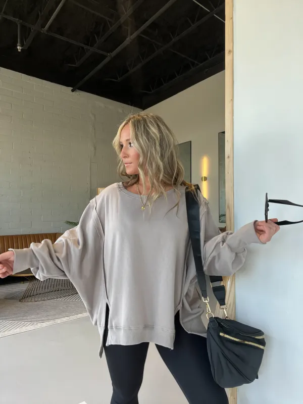 Campus Oversized Crewneck Grey sold by Chic by Ally B