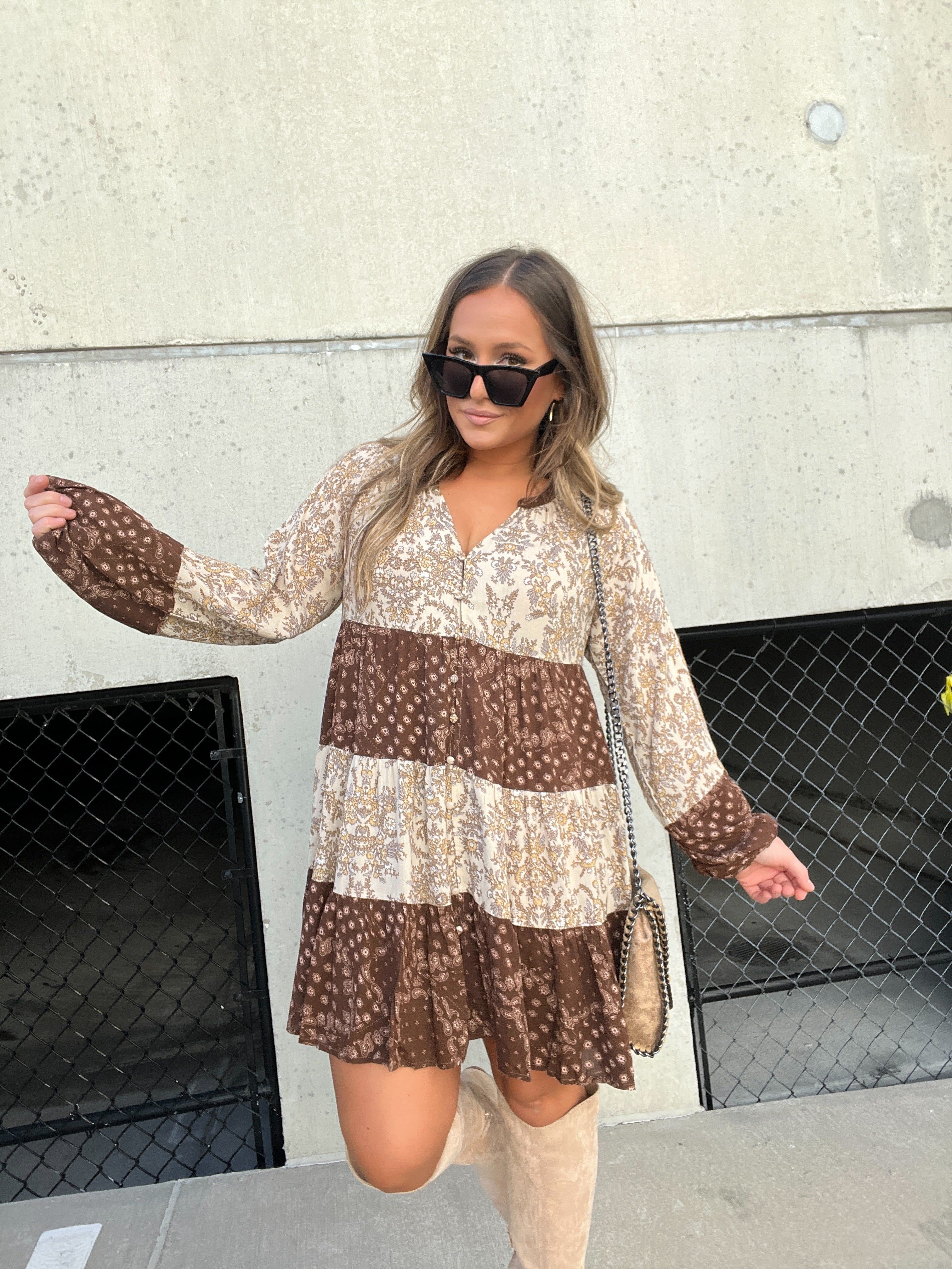 TIARA TIERED MIXED PRINT DRESS sold by Chic by Ally B product image thumbnail 2