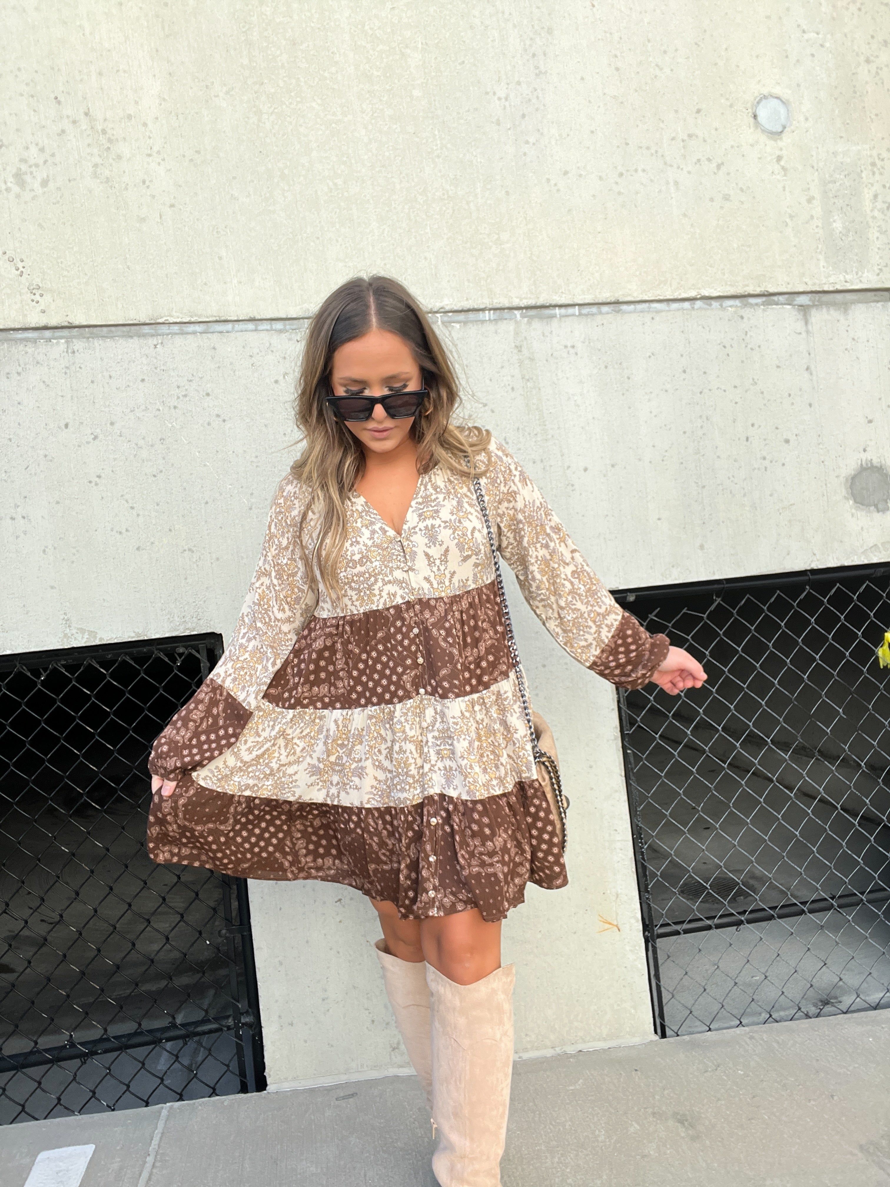 TIARA TIERED MIXED PRINT DRESS sold by Chic by Ally B product image thumbnail 5