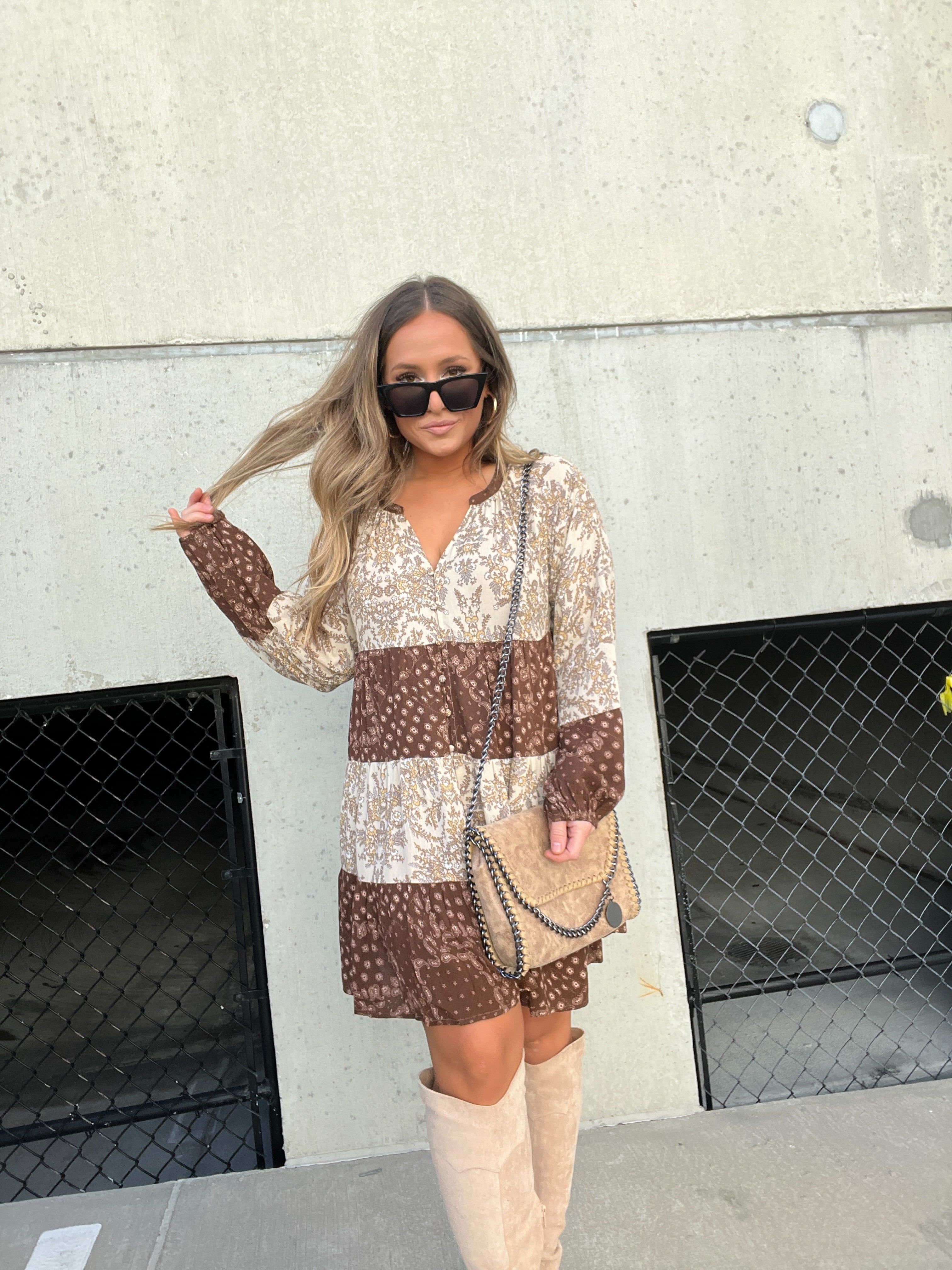 TIARA TIERED MIXED PRINT DRESS sold by Chic by Ally B product image thumbnail 8