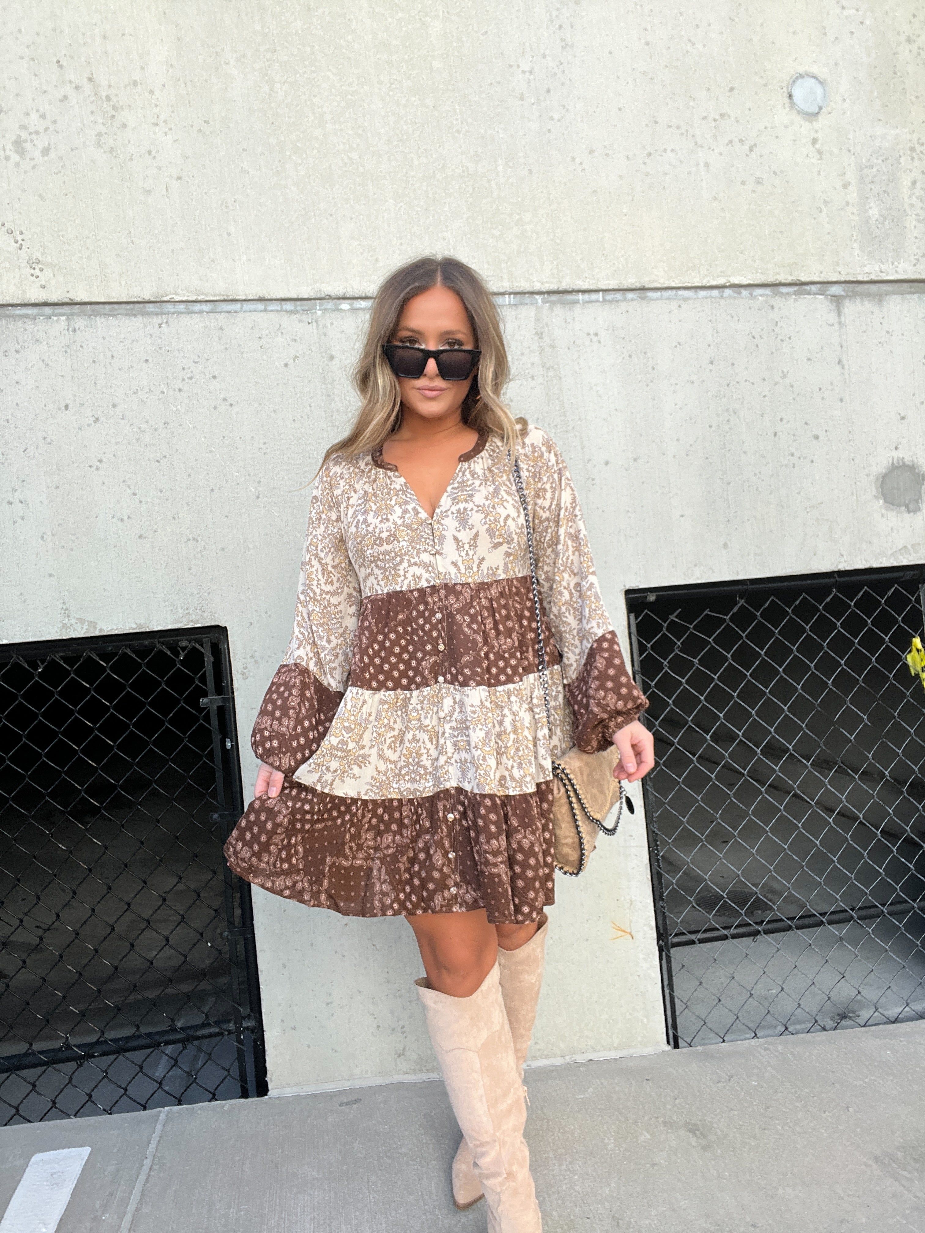 TIARA TIERED MIXED PRINT DRESS sold by Chic by Ally B product image thumbnail 6