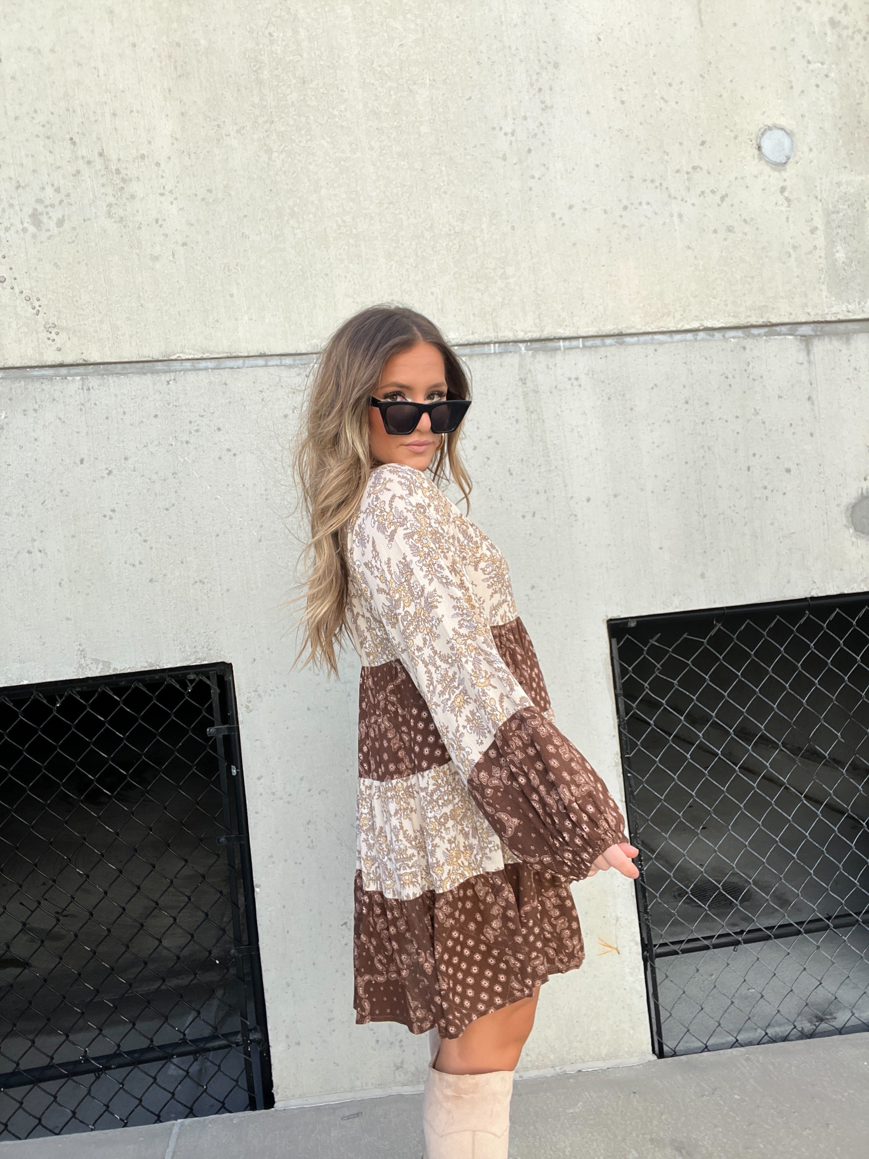 TIARA TIERED MIXED PRINT DRESS sold by Chic by Ally B product image thumbnail 3