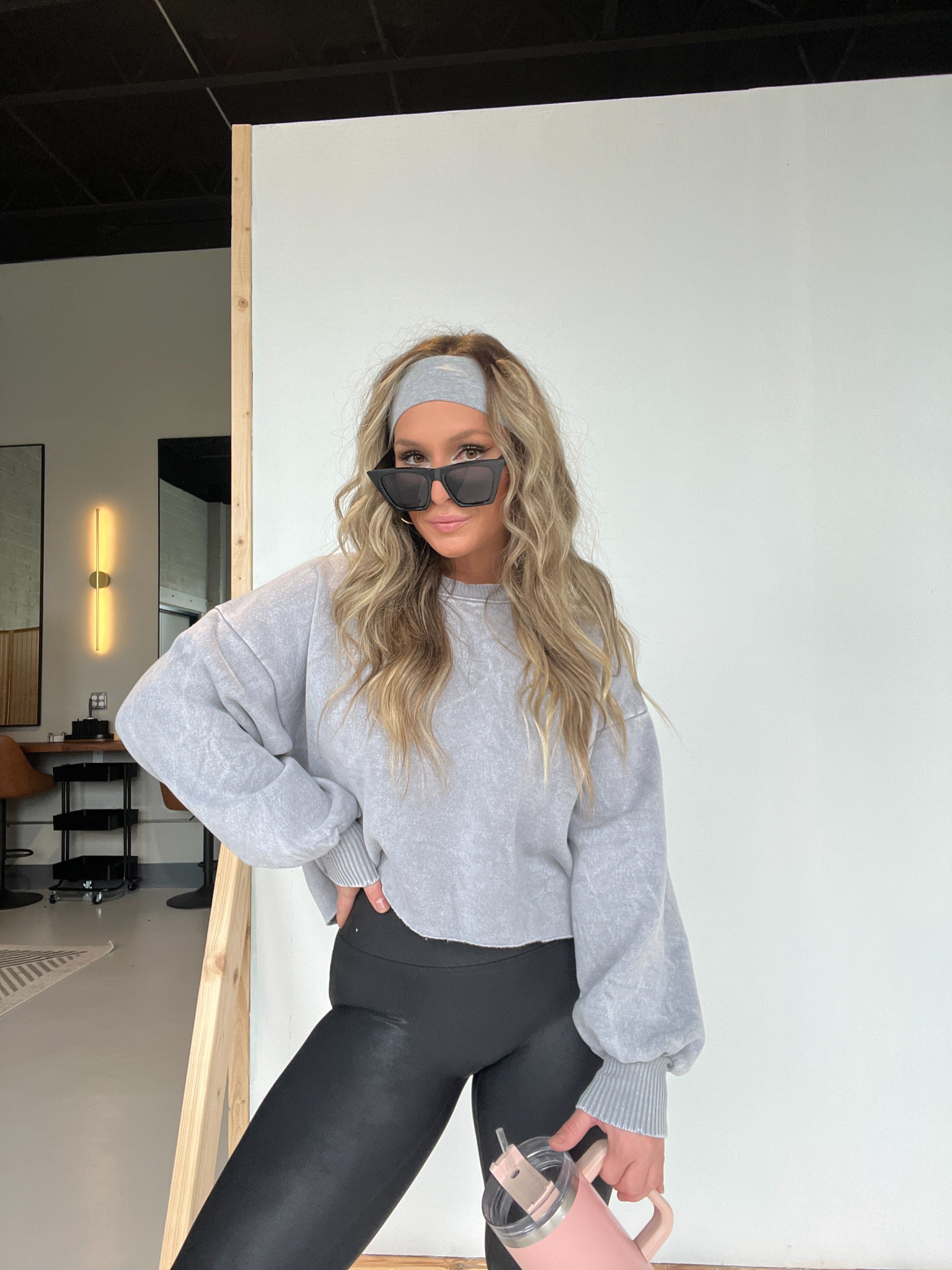 Staying in Cropped Crewneck Sleet Grey sold by Chic by Ally B product image thumbnail 2