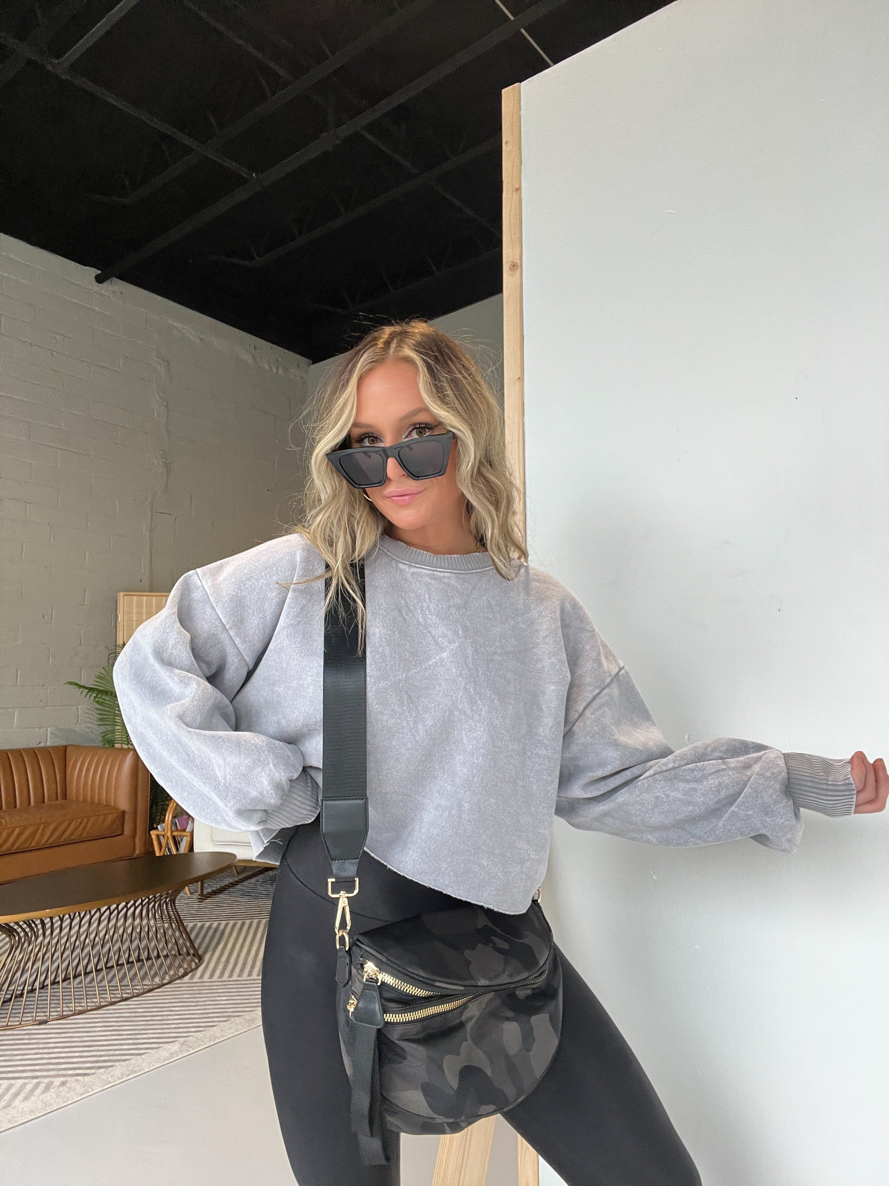 Staying in Cropped Crewneck Sleet Grey sold by Chic by Ally B product image thumbnail 3