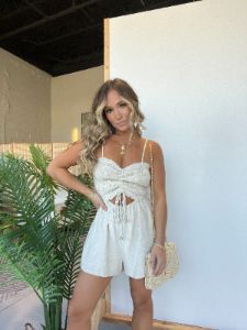 Sweetheart Trace Romper Natural sold by Chic by Ally B