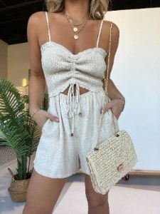 Sweetheart Trace Romper Natural sold by Chic by Ally B