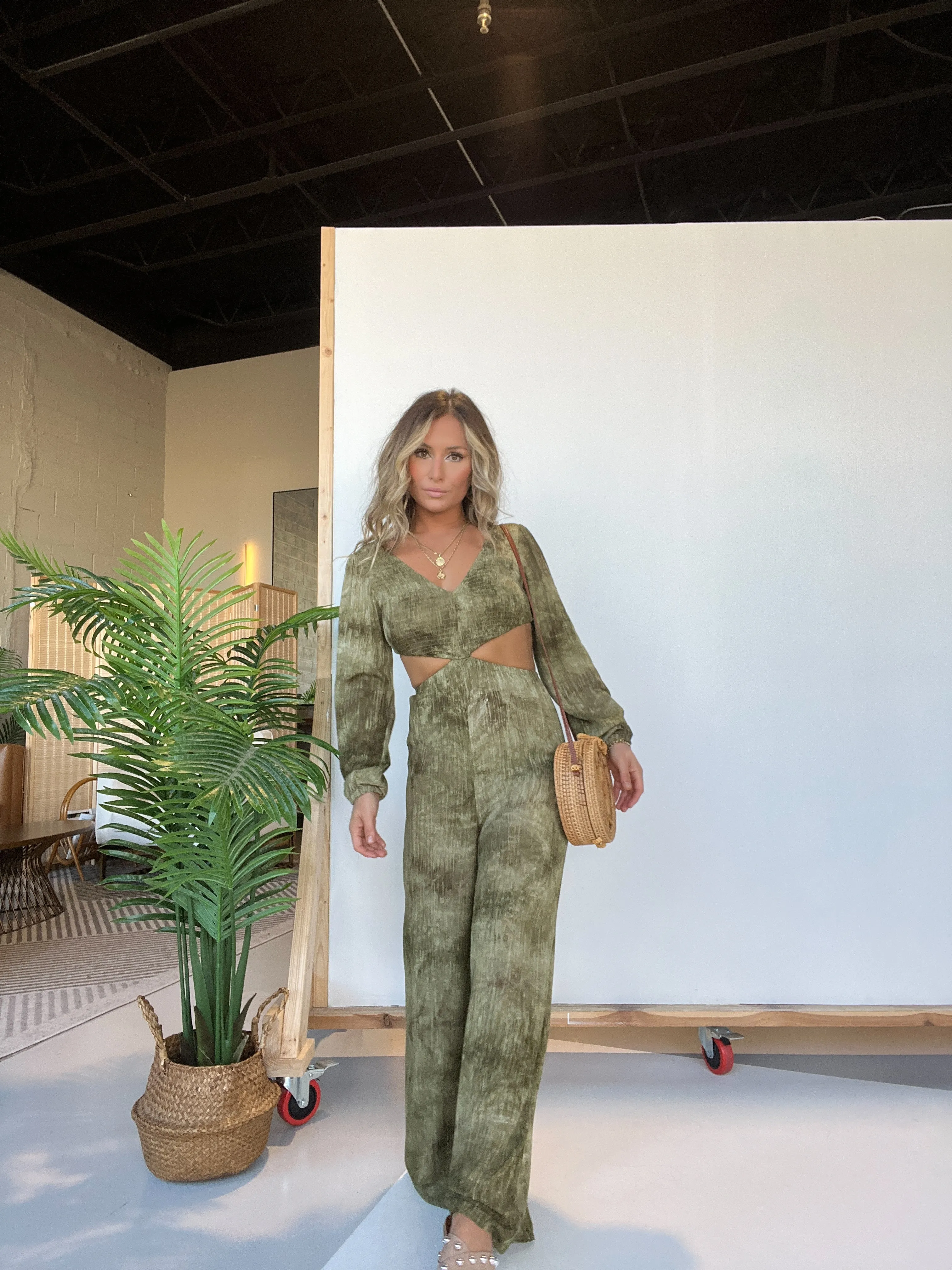 Blair Tie Dye Jumpsuit Olive sold by Chic by Ally B product image thumbnail 2