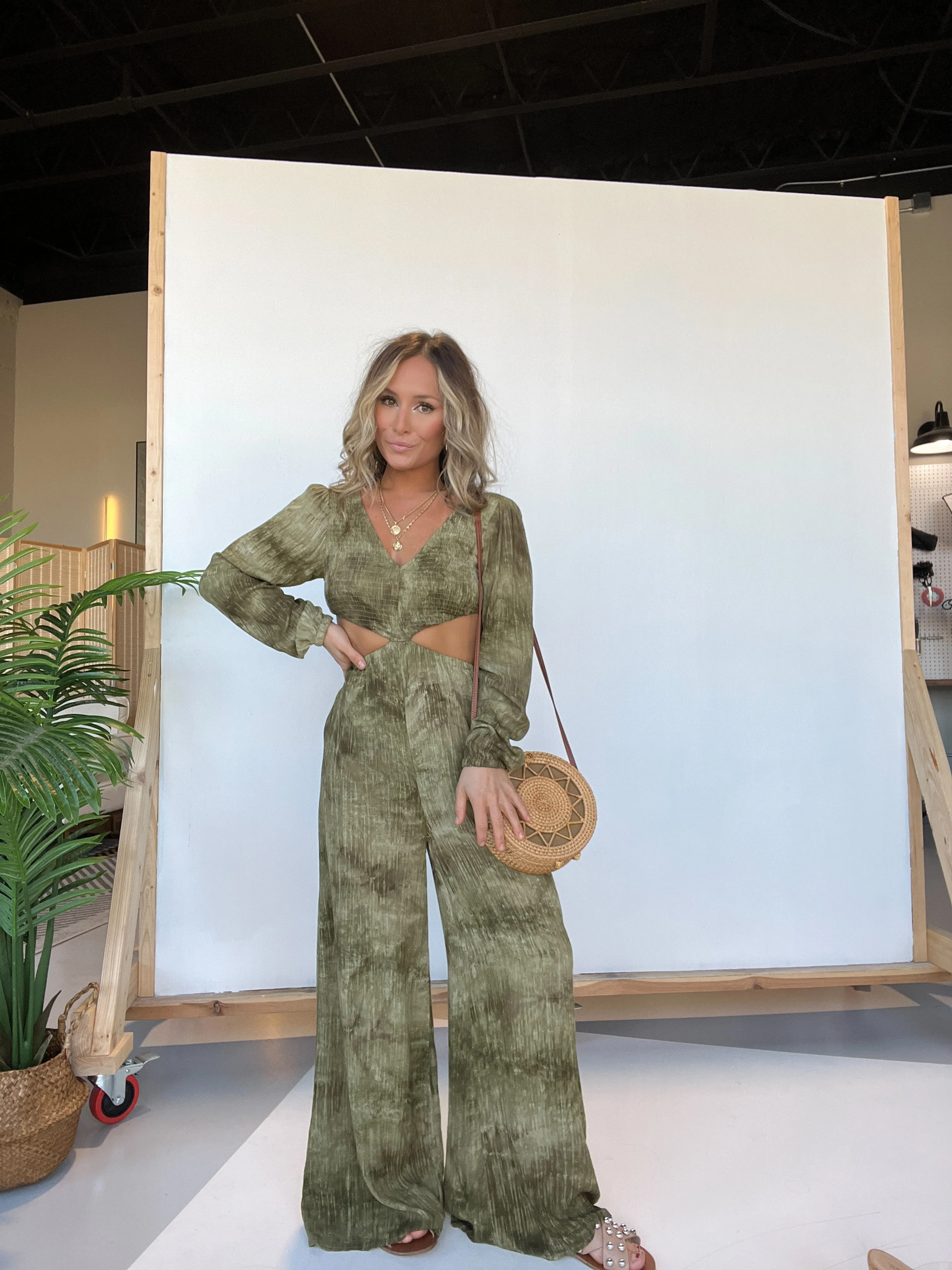 Blair Tie Dye Jumpsuit Olive sold by Chic by Ally B product image thumbnail 3
