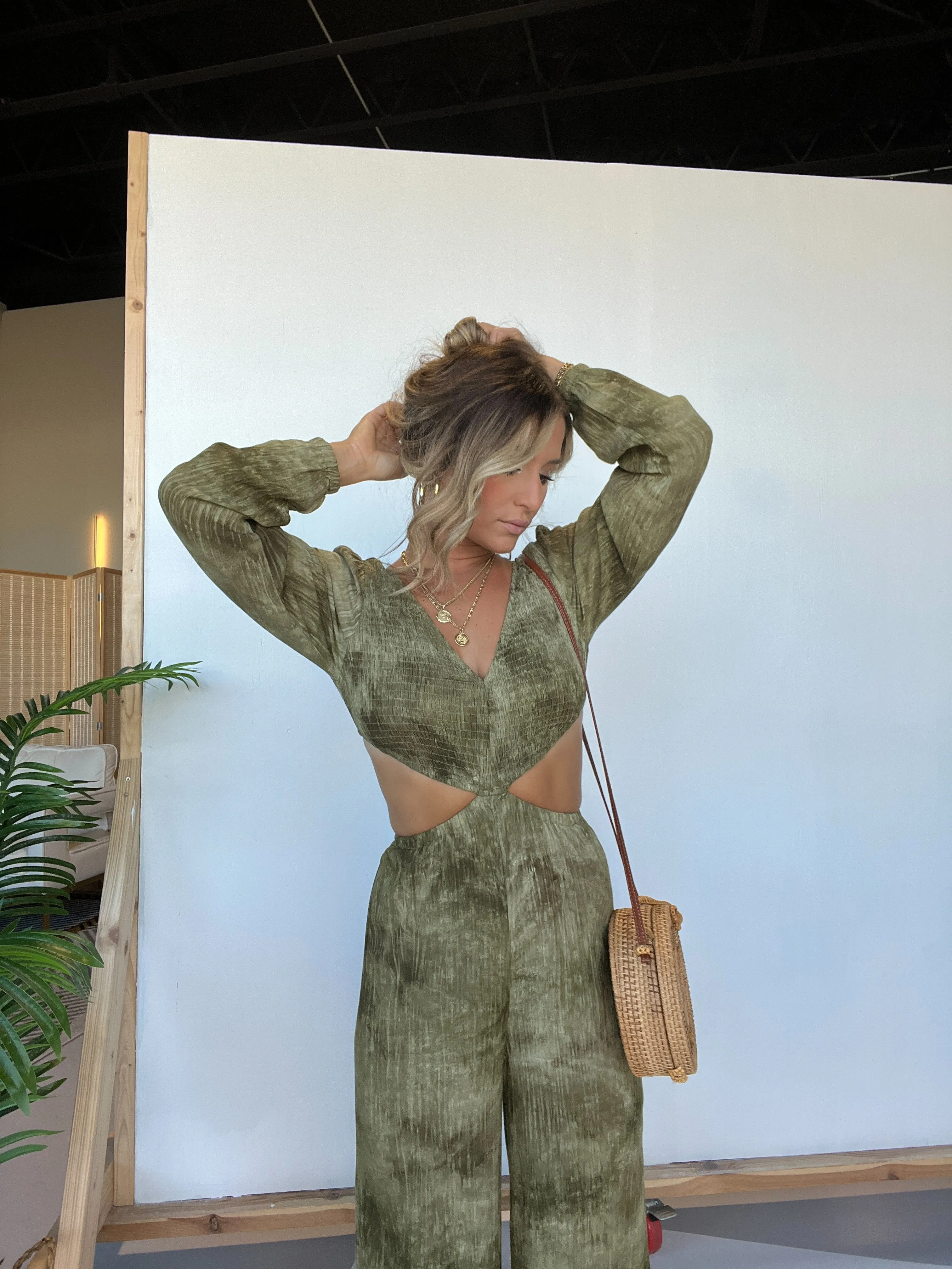 Blair Tie Dye Jumpsuit Olive sold by Chic by Ally B product image thumbnail 5