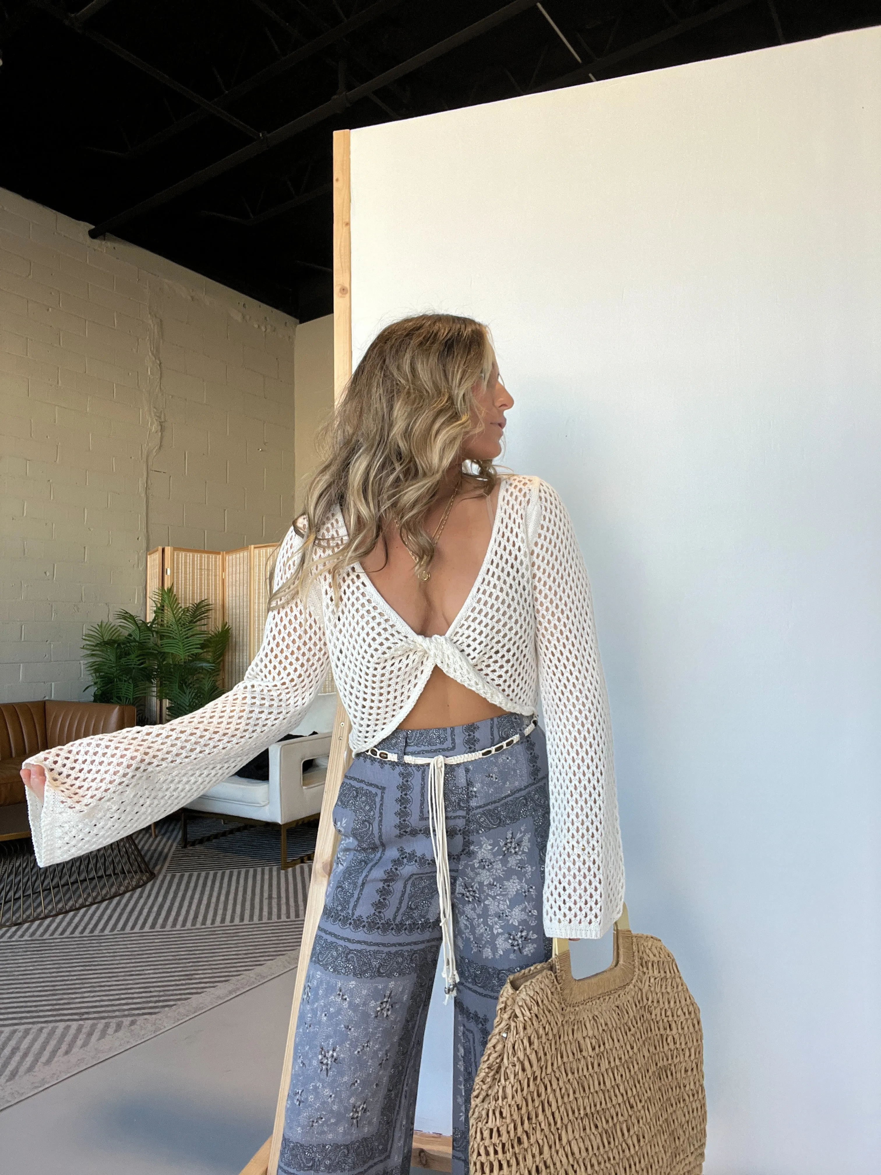 Kai Long Sleeve Crochet Top Off White sold by Chic by Ally B product image thumbnail 3