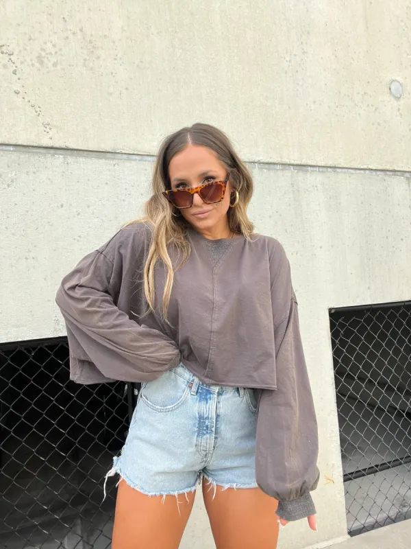SYDNI OVERSIZED TOP DEEP CHARCOAL sold by Chic by Ally B