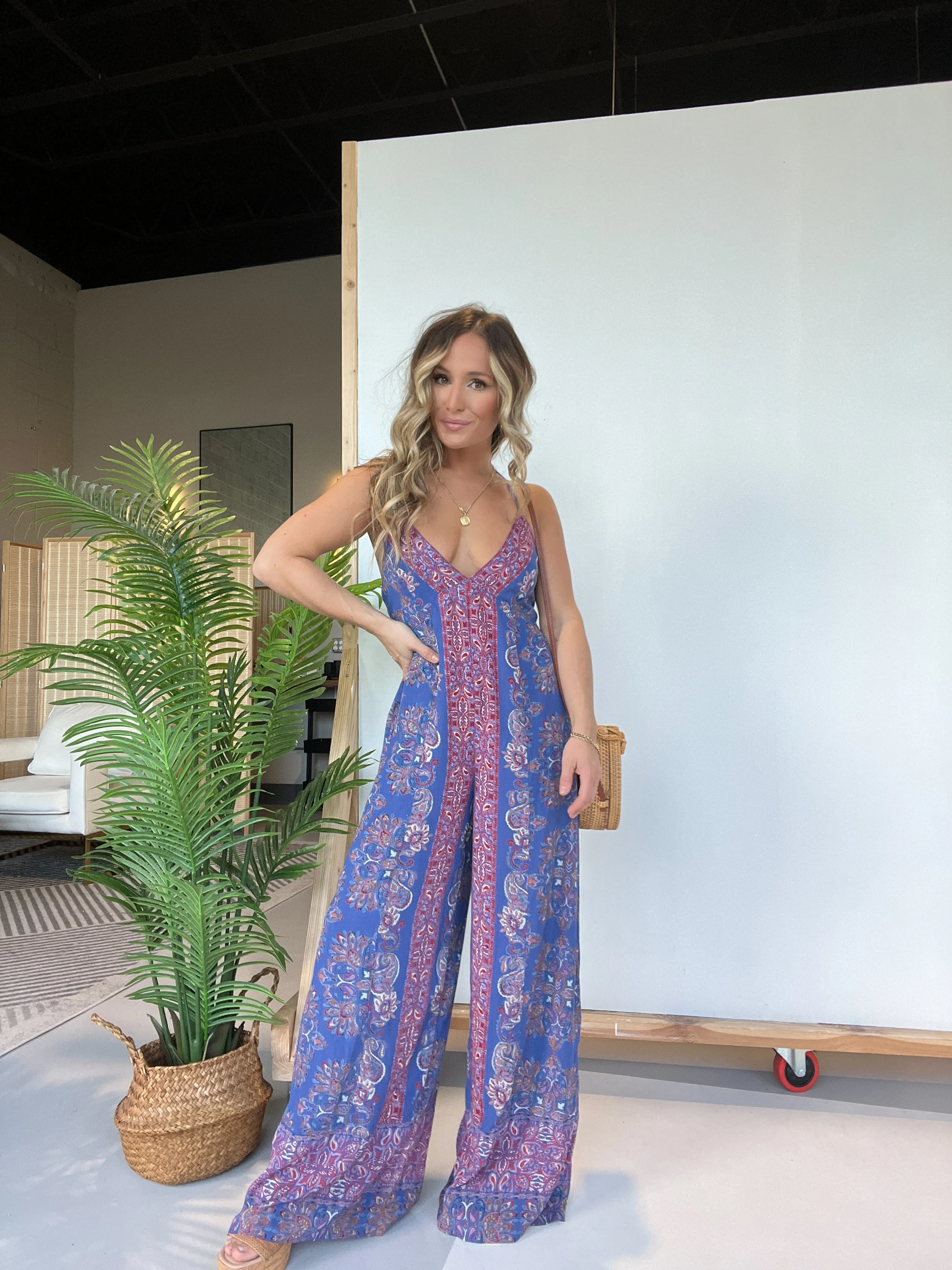 Sunset Lover Boho Jumpsuit Blue Multi sold by Chic by Ally B product image thumbnail 4