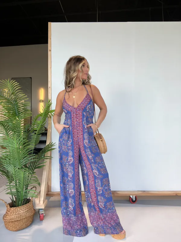 Sunset Lover Boho Jumpsuit Blue Multi sold by Chic by Ally B