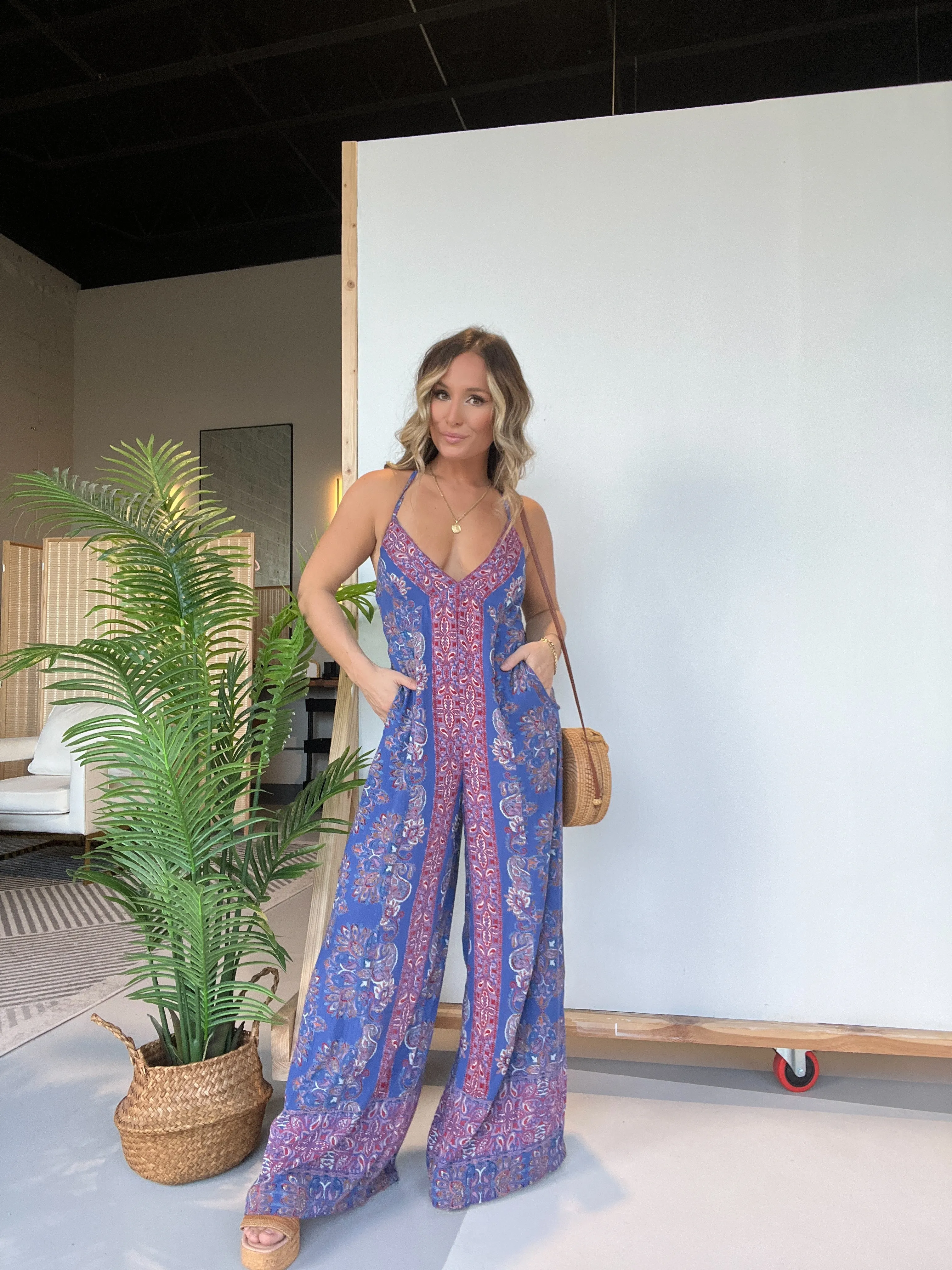 Sunset Lover Boho Jumpsuit Blue Multi sold by Chic by Ally B product image thumbnail 3