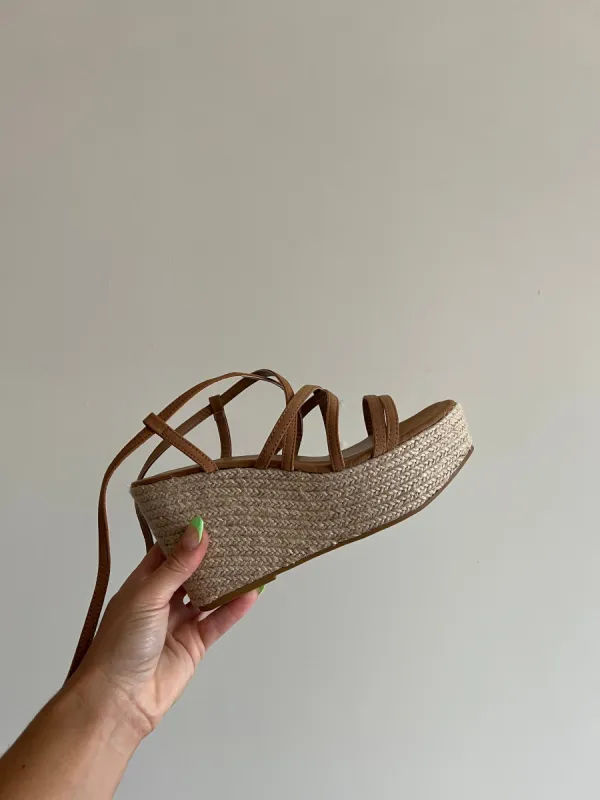 TAN SUEDE STRAPPY WEDGES sold by Chic by Ally B