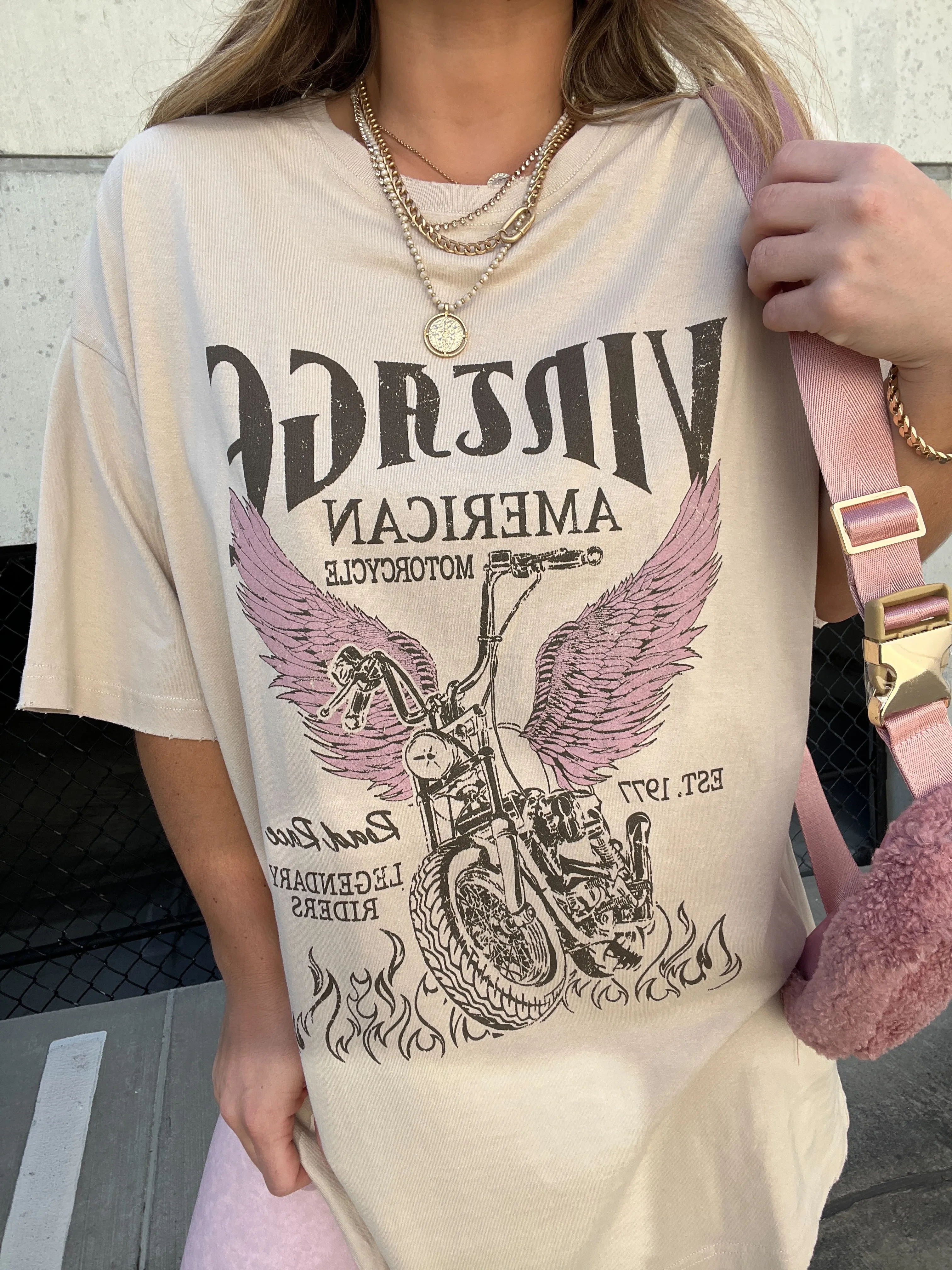 VINTAGE MOTORS TEE BEIGE sold by Chic by Ally B product image thumbnail 5