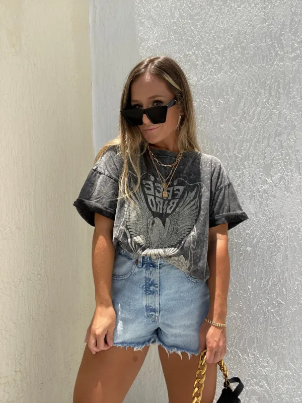 Washed Free Bird Graphic Tee Black sold by Chic by Ally B