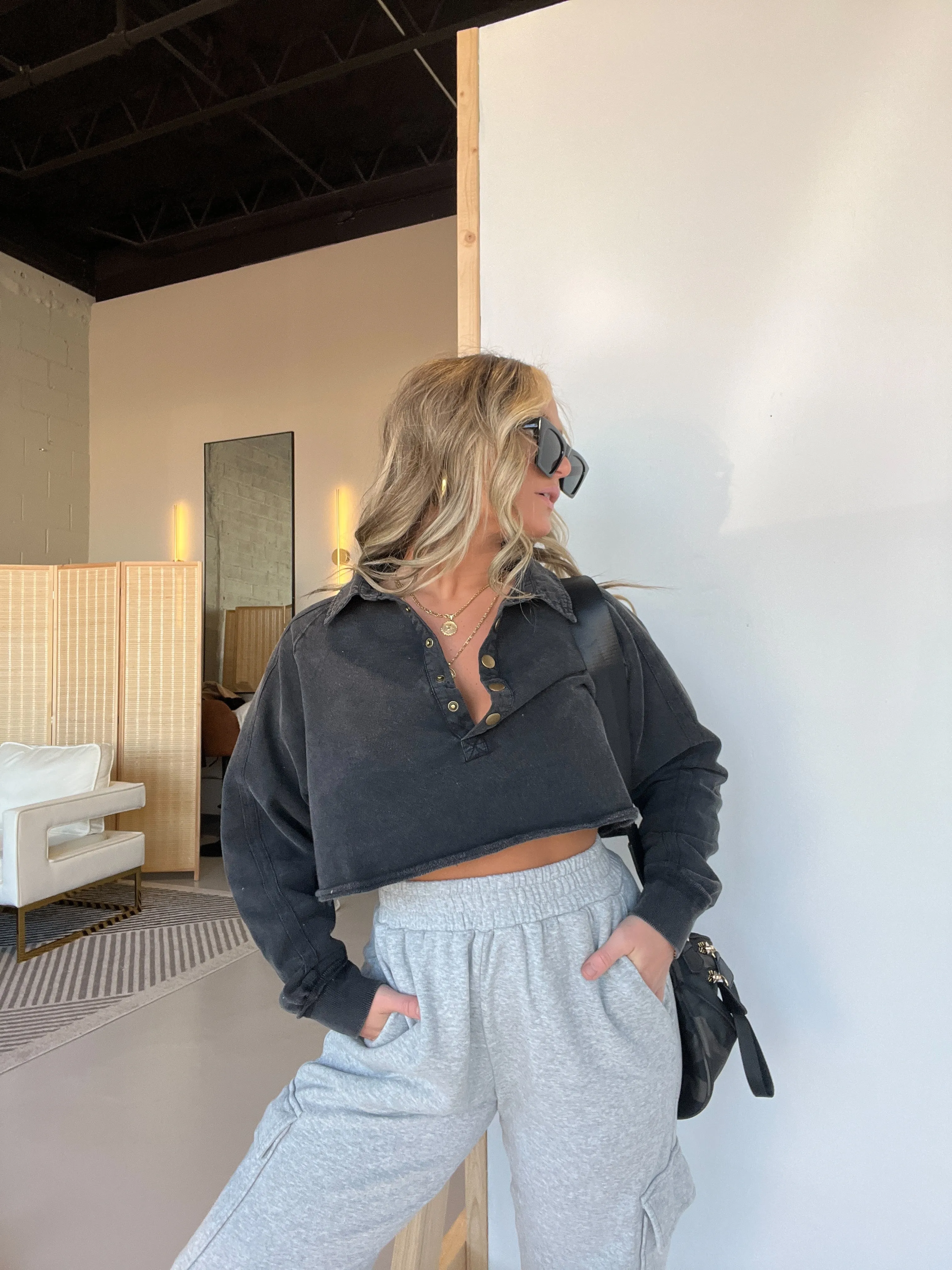 FP Dupe Cropped Sweatshirt Black sold by Chic by Ally B product image thumbnail 5