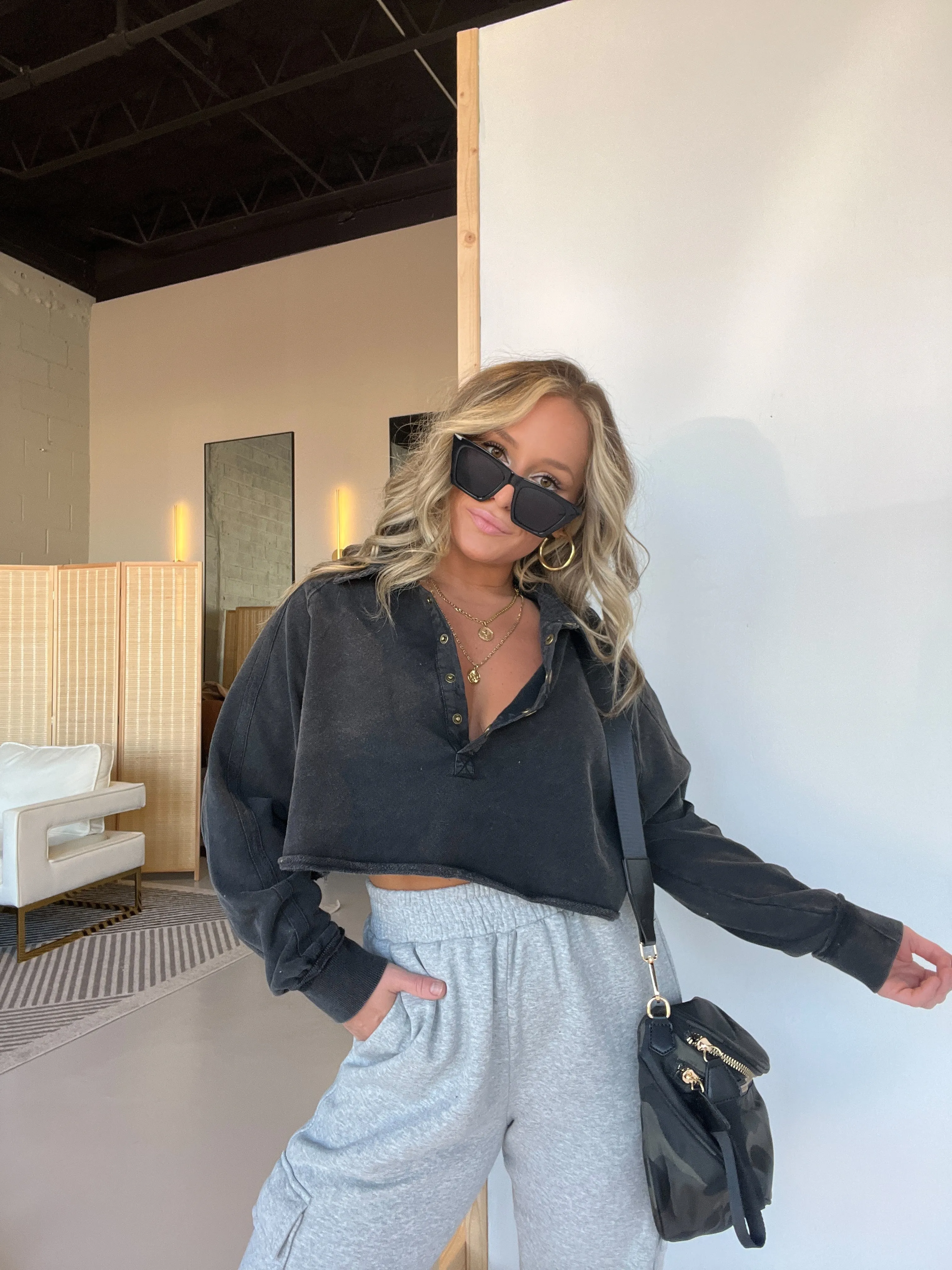 FP Dupe Cropped Sweatshirt Black sold by Chic by Ally B product image thumbnail 3