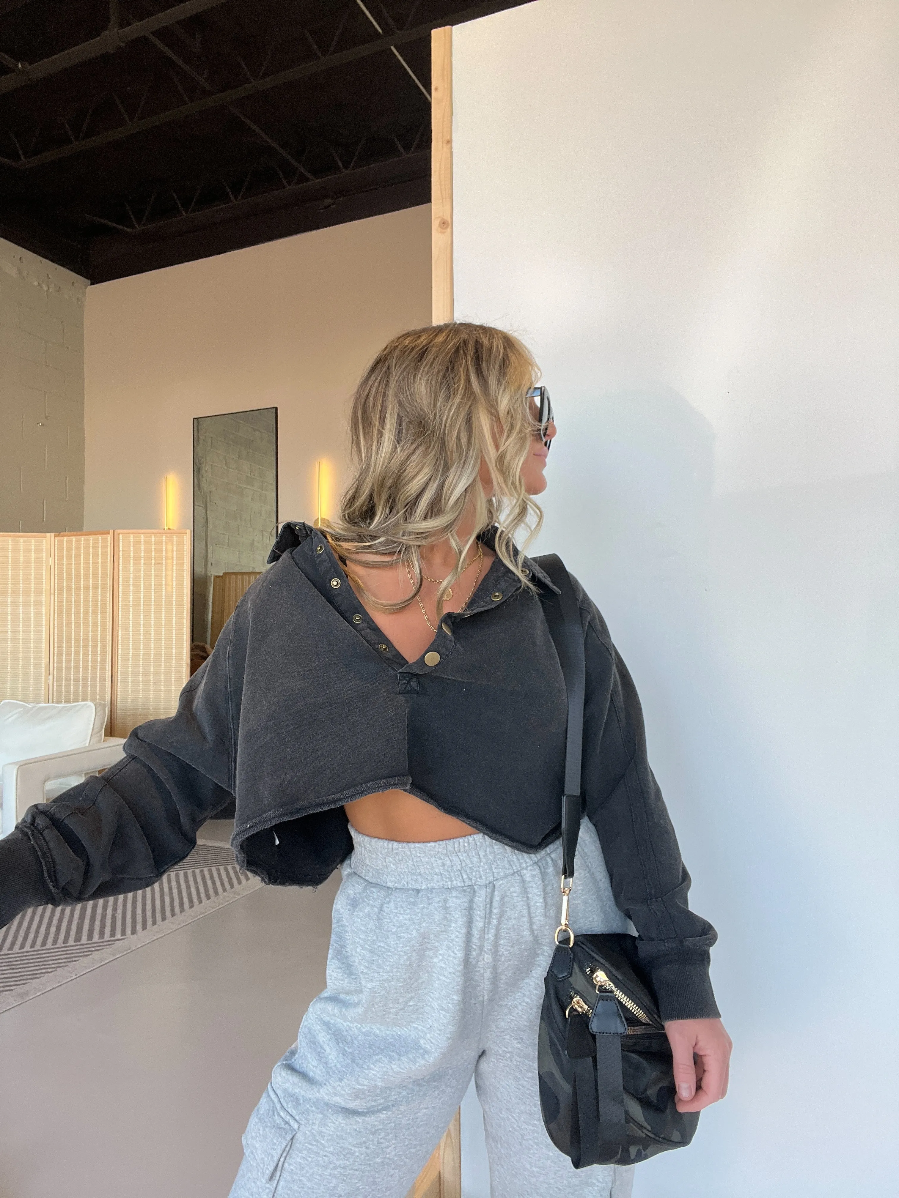 FP Dupe Cropped Sweatshirt Black sold by Chic by Ally B