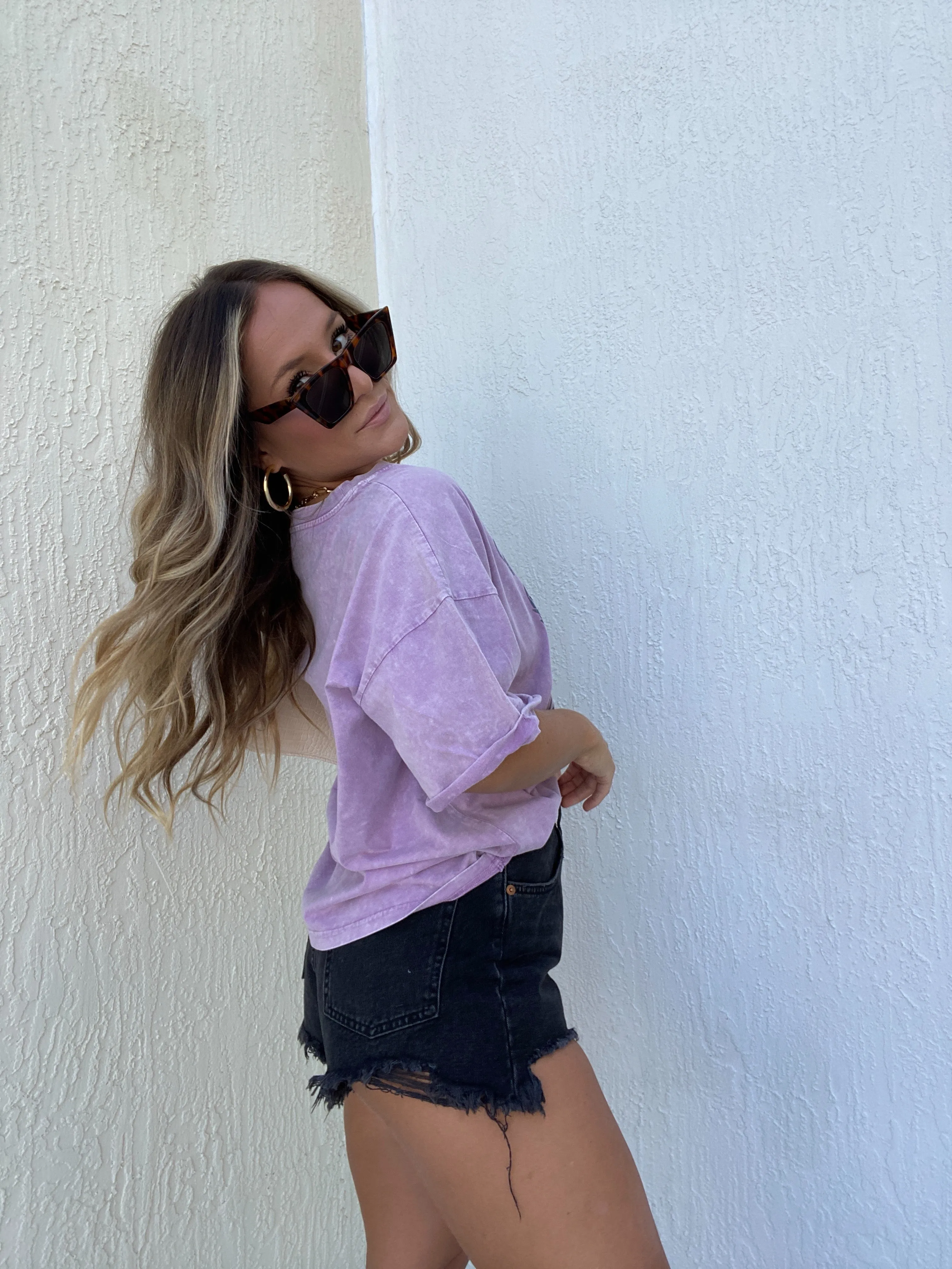 Washed Free Bird Graphic Tee Lavender sold by Chic by Ally B product image thumbnail 5