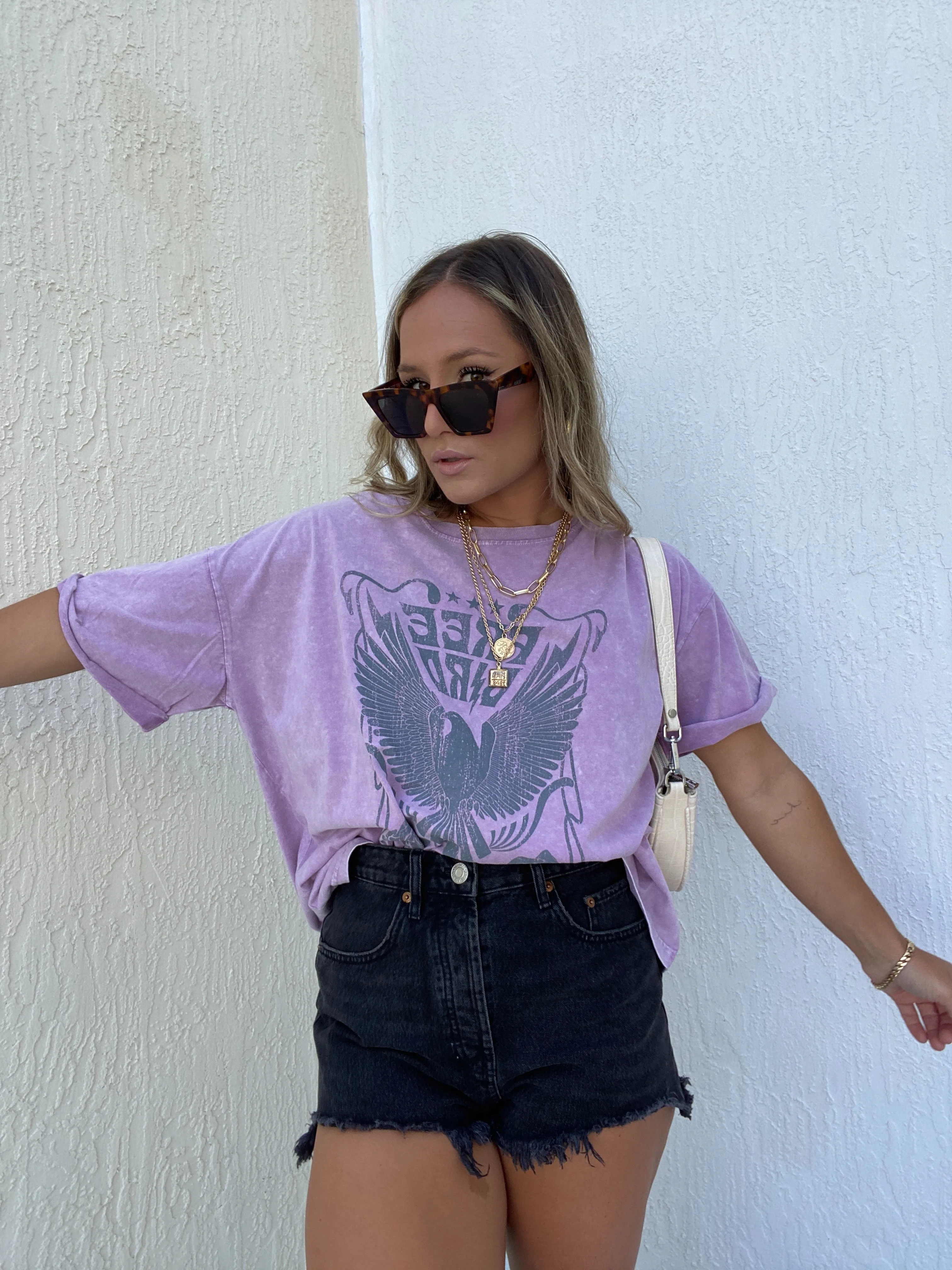 Washed Free Bird Graphic Tee Lavender sold by Chic by Ally B product image thumbnail 4