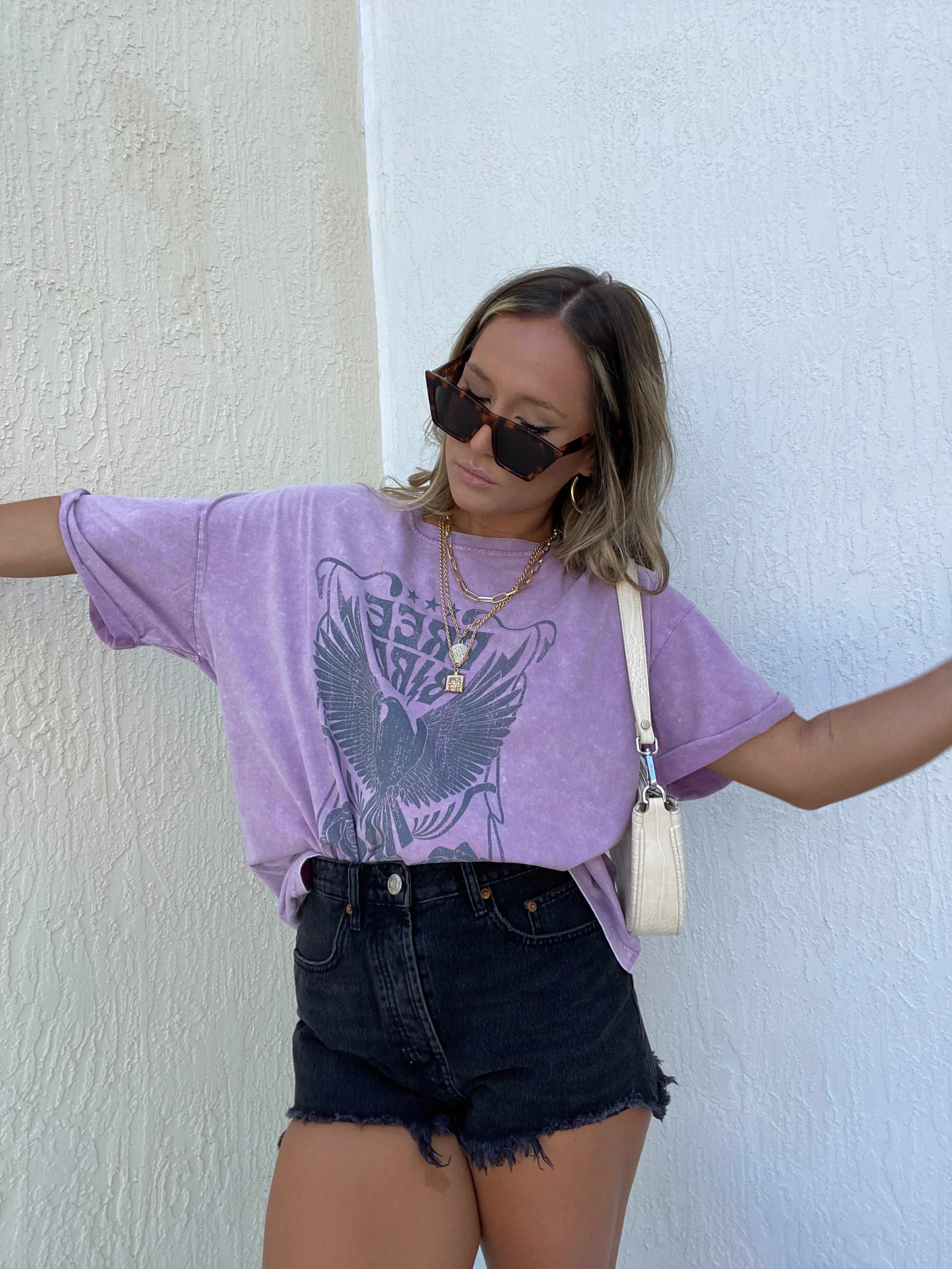 Washed Free Bird Graphic Tee Lavender sold by Chic by Ally B product image thumbnail 3