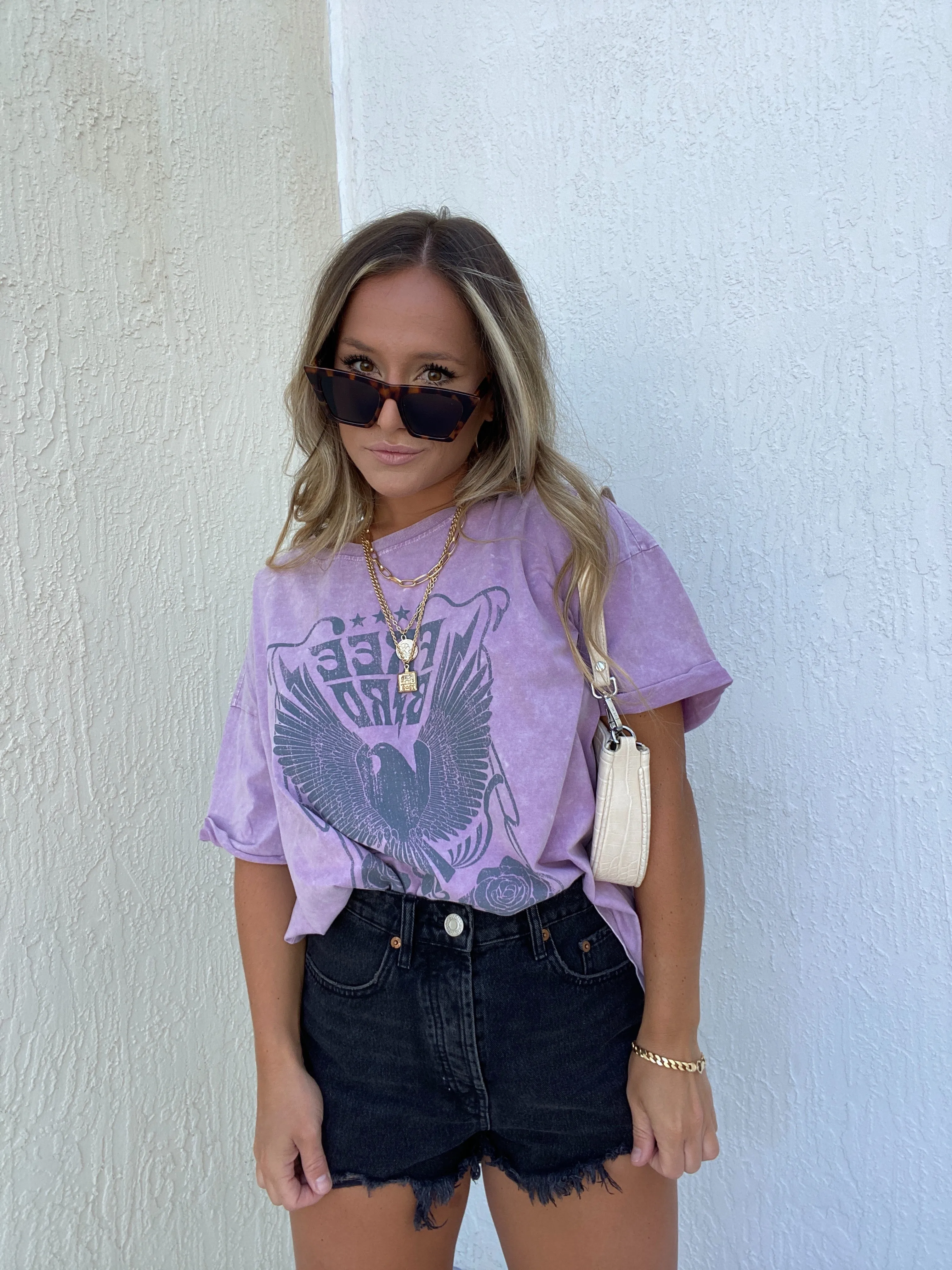 Washed Free Bird Graphic Tee Lavender sold by Chic by Ally B product image thumbnail 2