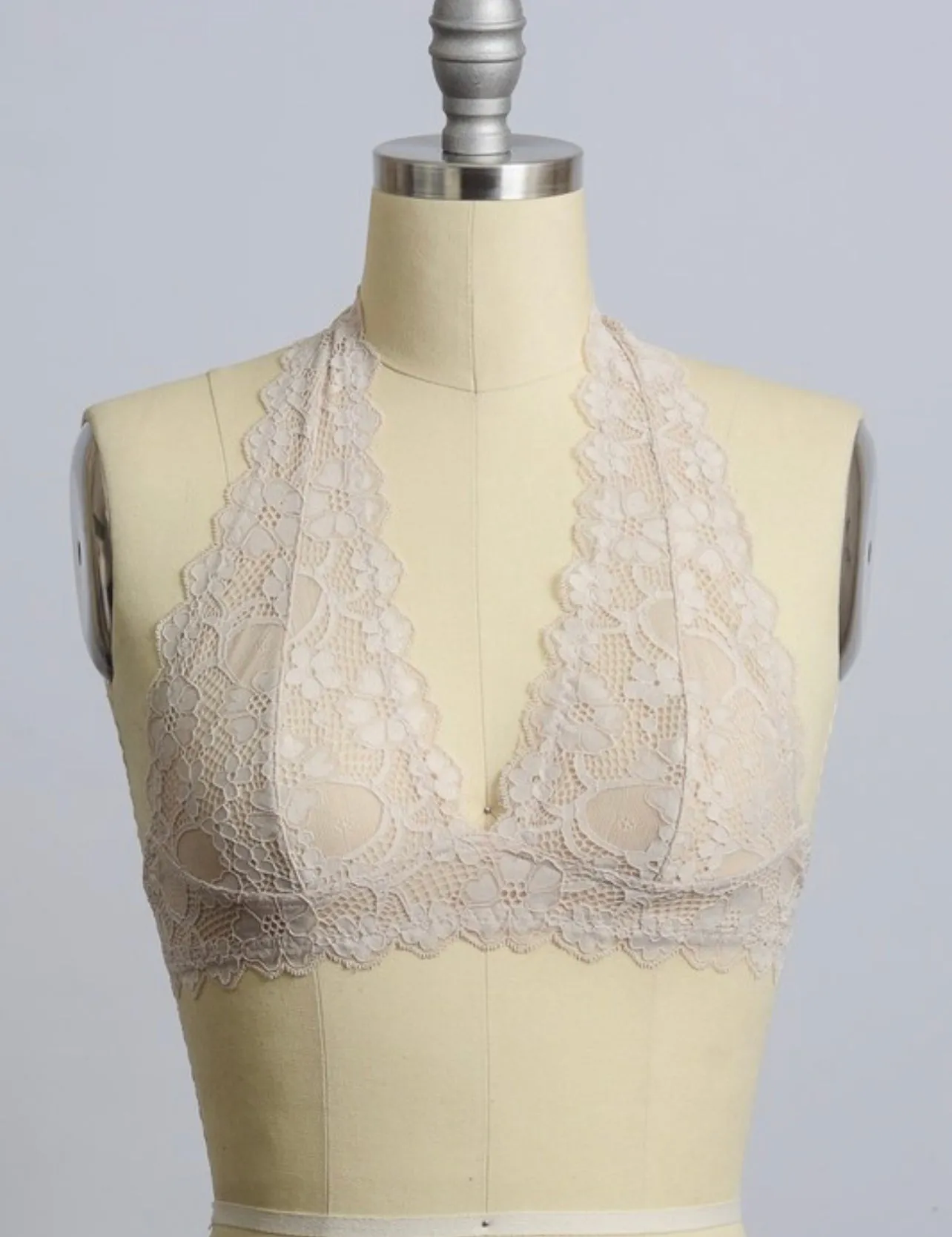 LACE HALTER BRALETTE NUDE sold by Chic by Ally B