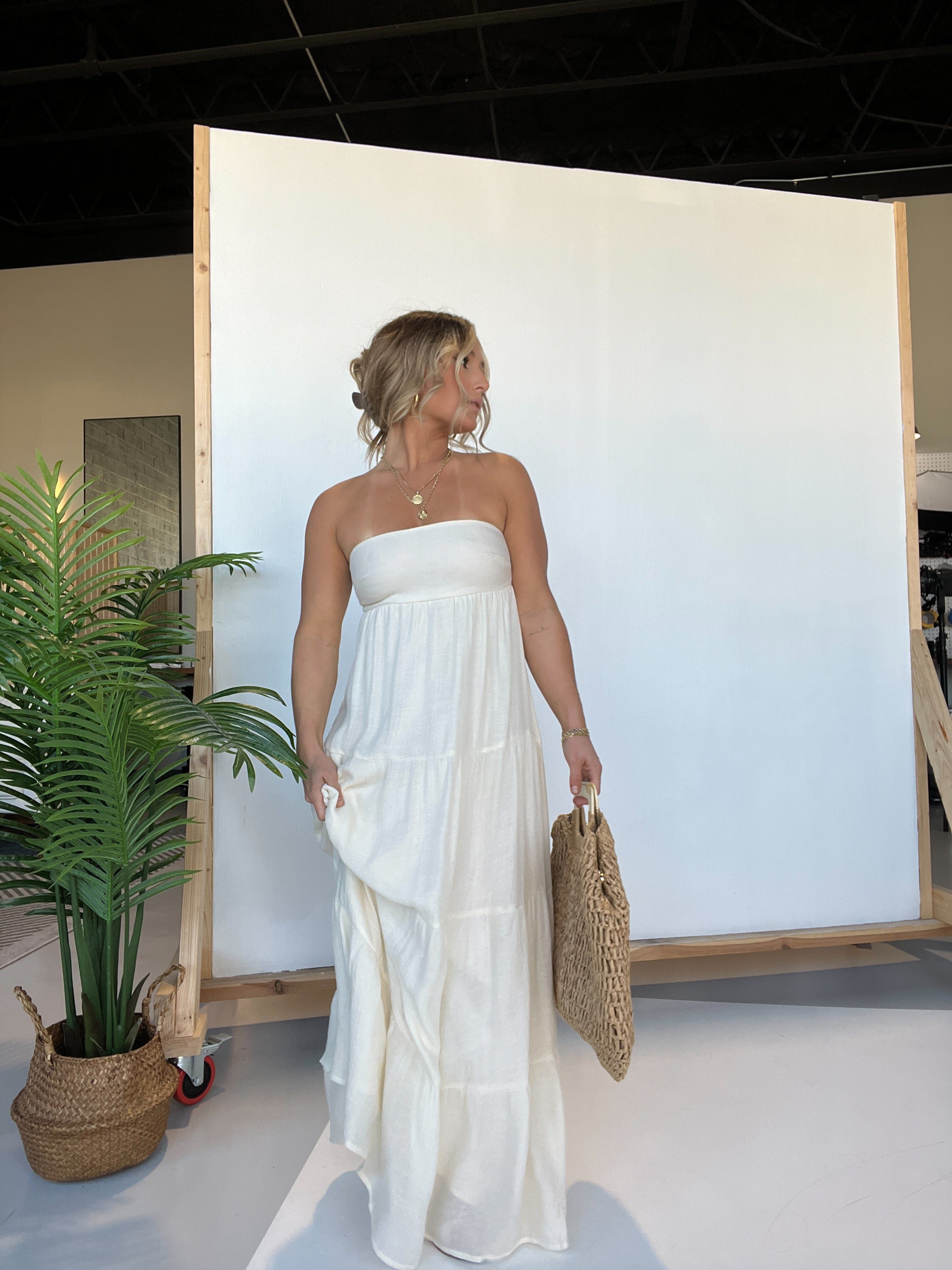 Santorini Strapless Maxi Dress Ivory sold by Chic by Ally B product image thumbnail 3