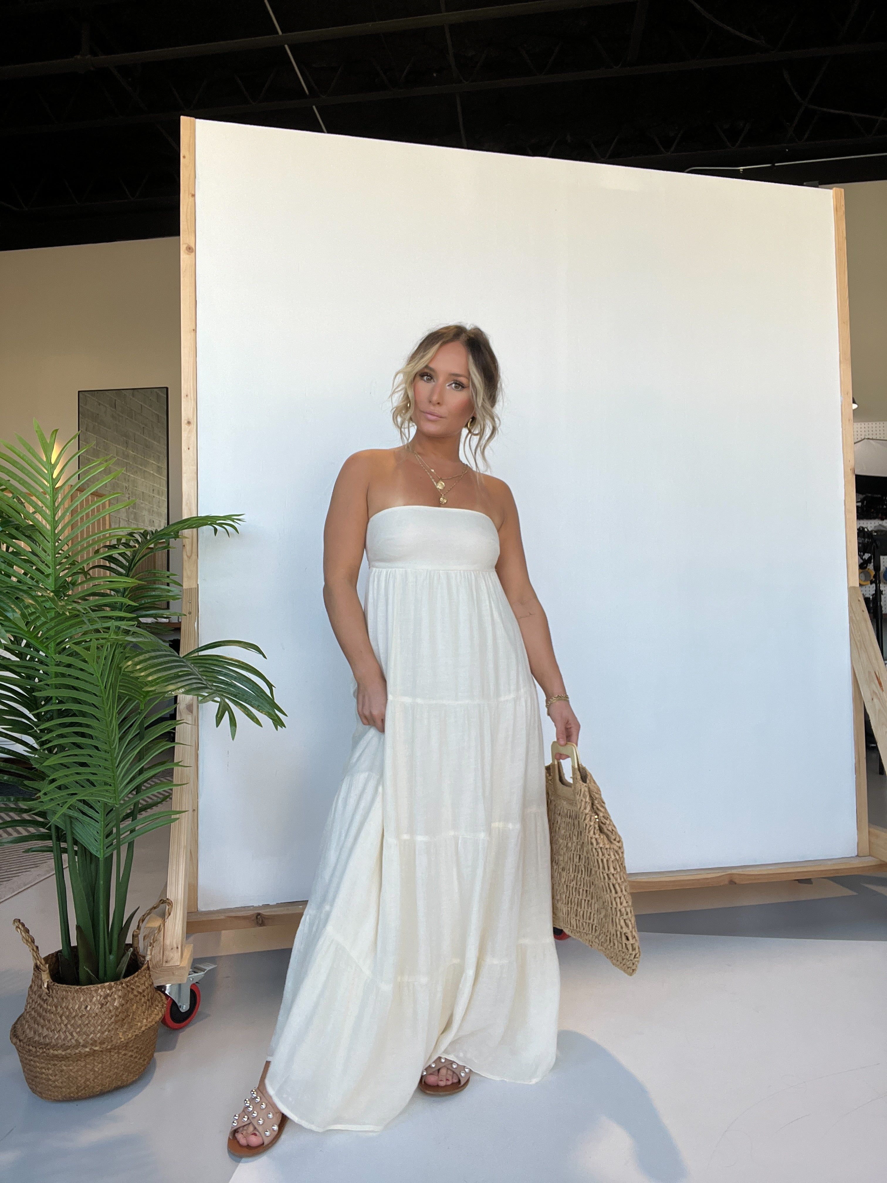 Santorini Strapless Maxi Dress Ivory sold by Chic by Ally B product image thumbnail 5