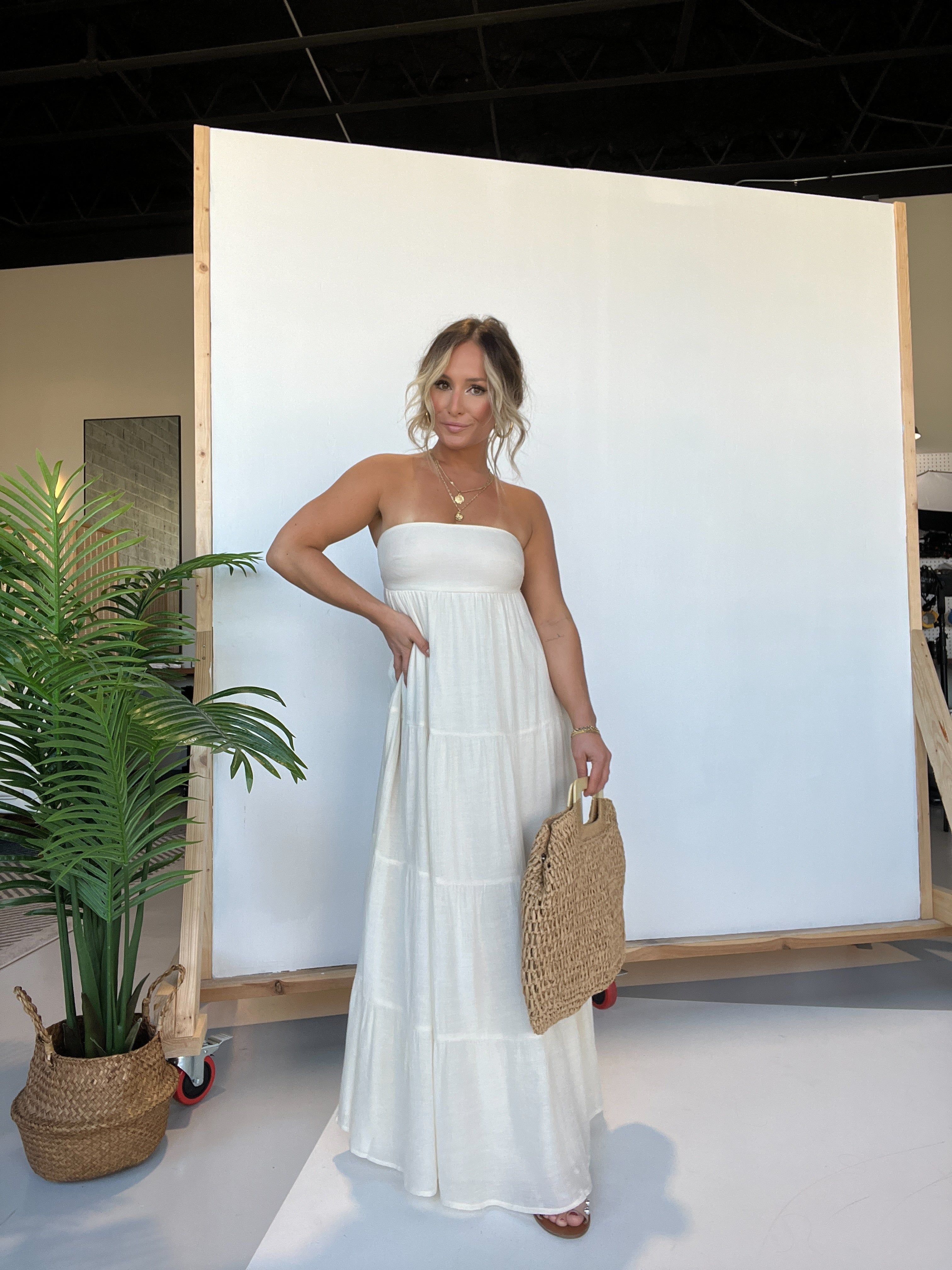 Santorini Strapless Maxi Dress Ivory sold by Chic by Ally B