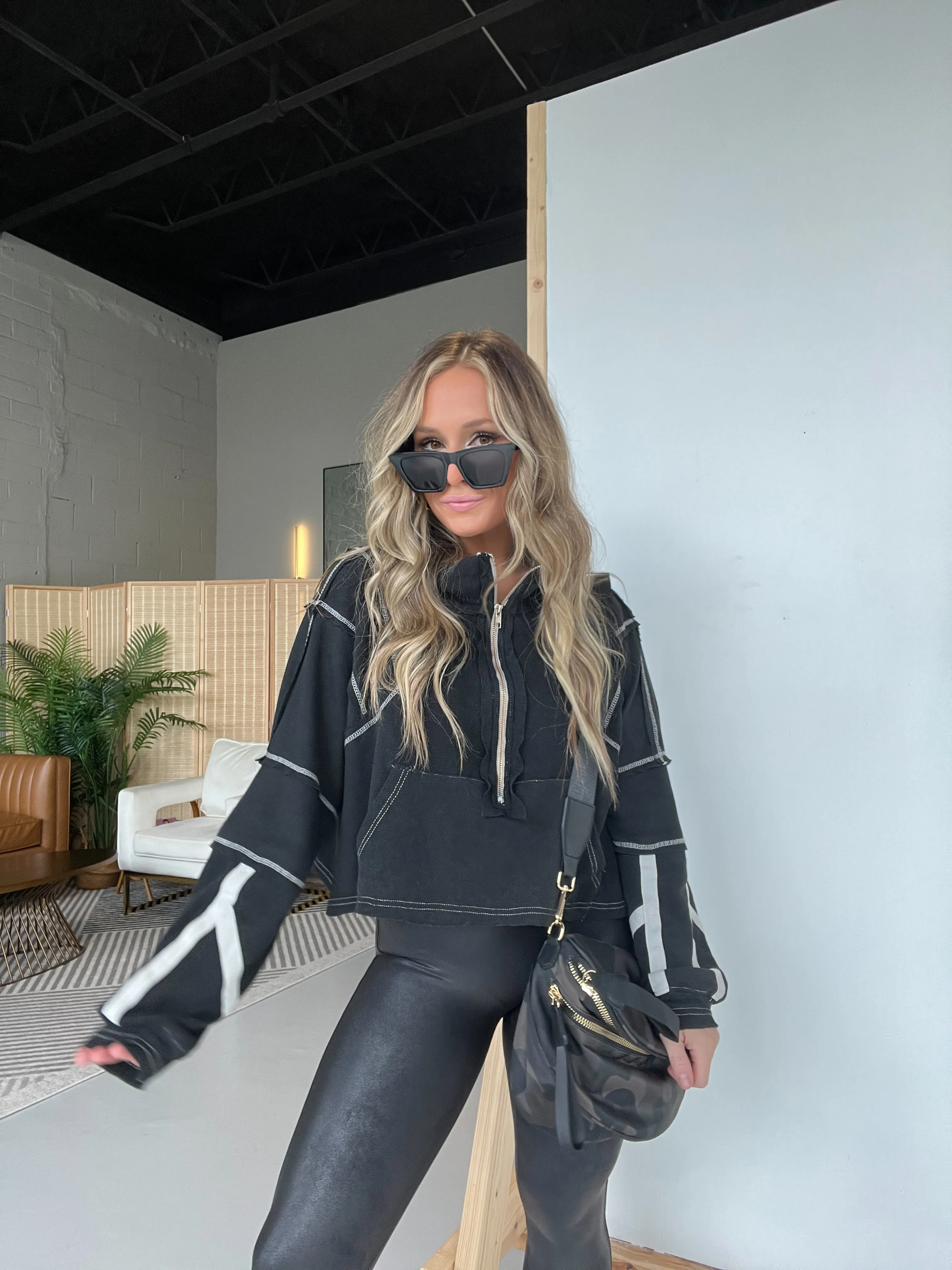 Catch My Vibe 1/4 Zip Black sold by Chic by Ally B product image thumbnail 2